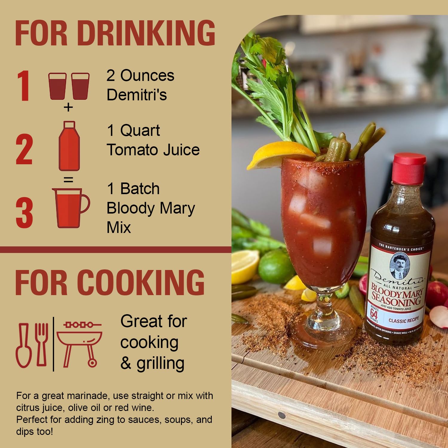 Demitri's Bloody Mary Seasoning Classic Recipe - Bloody Mary Mix