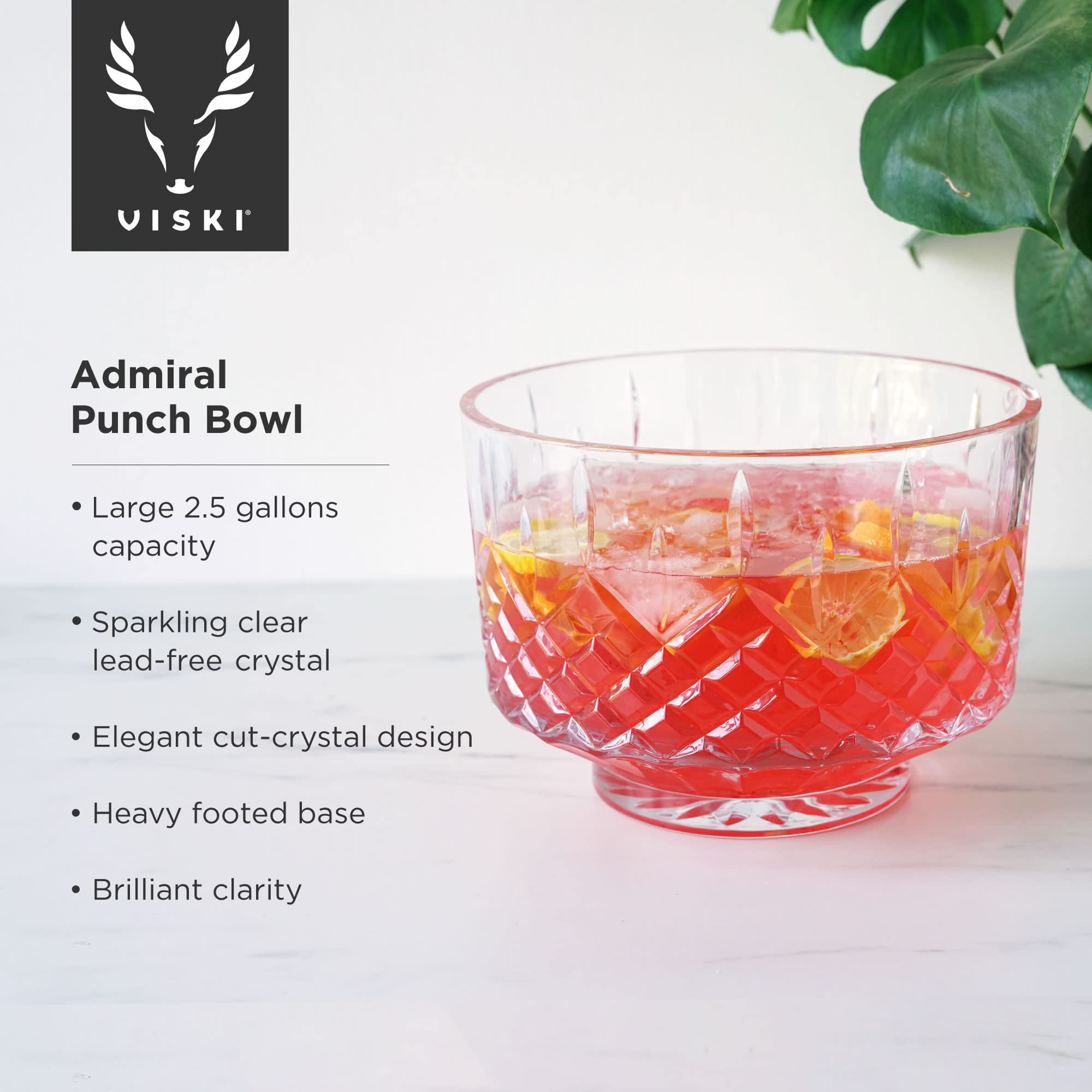 Viski Admiral Crystal Punch Bowl