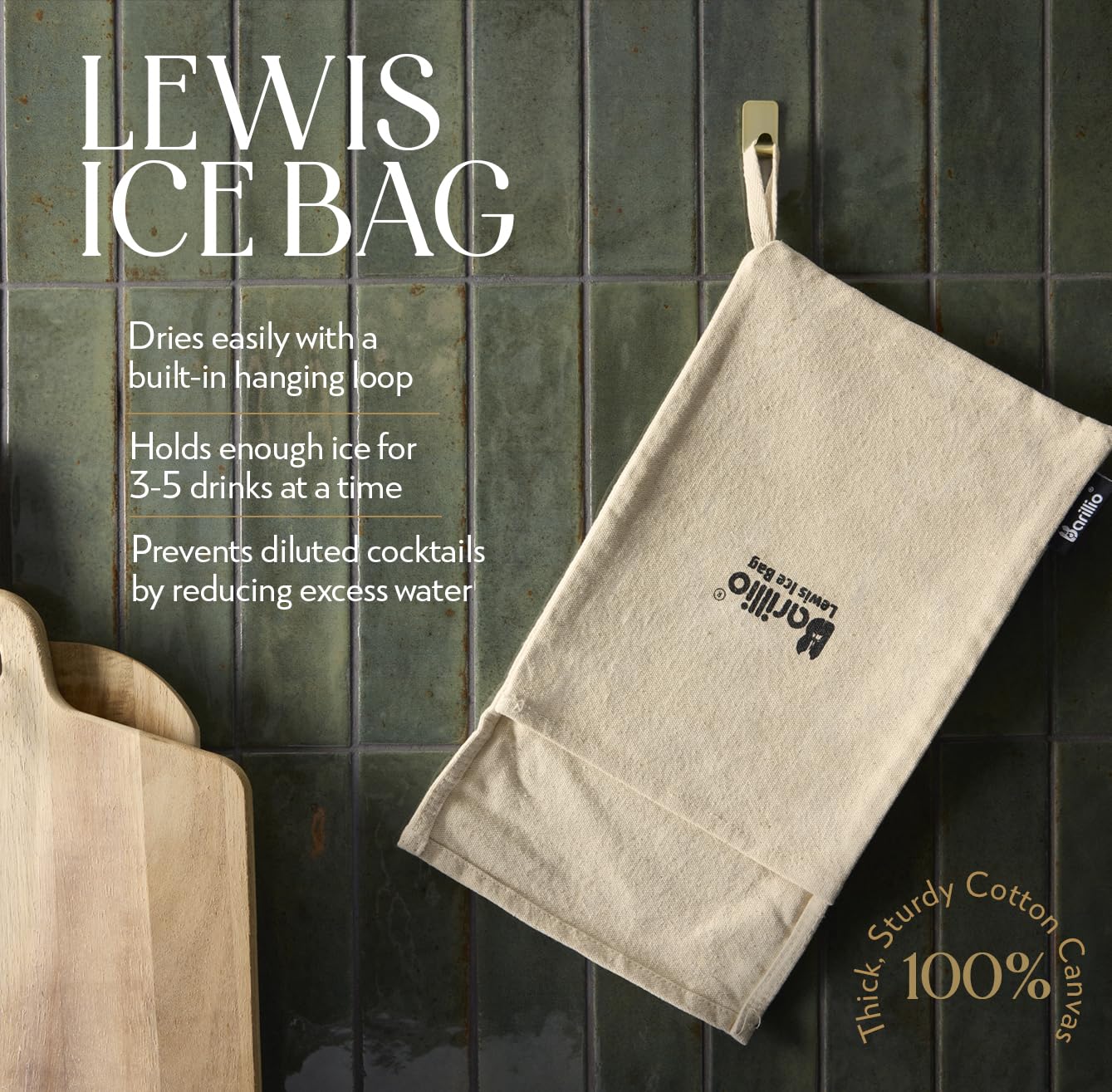 Barillio Drink Muddler Mallet and Lewis Bag Set