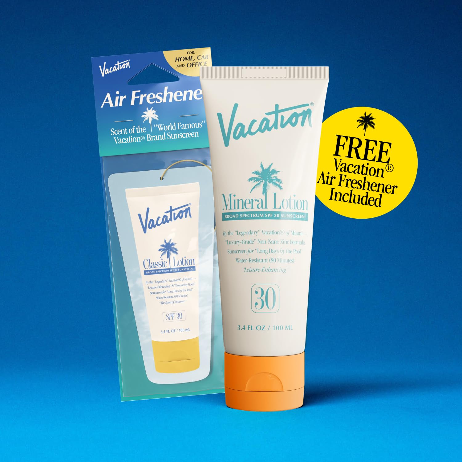 Vacation Mineral Lotion Sunscreen SPF 30 & Air Freshener Bundle