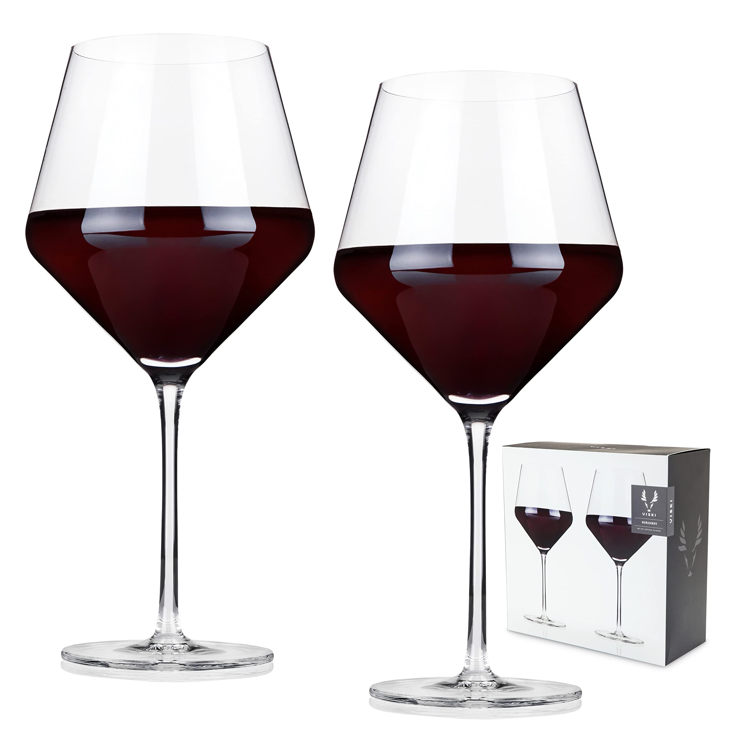 Viski Raye Angled Burgundy Glasses Set of 2