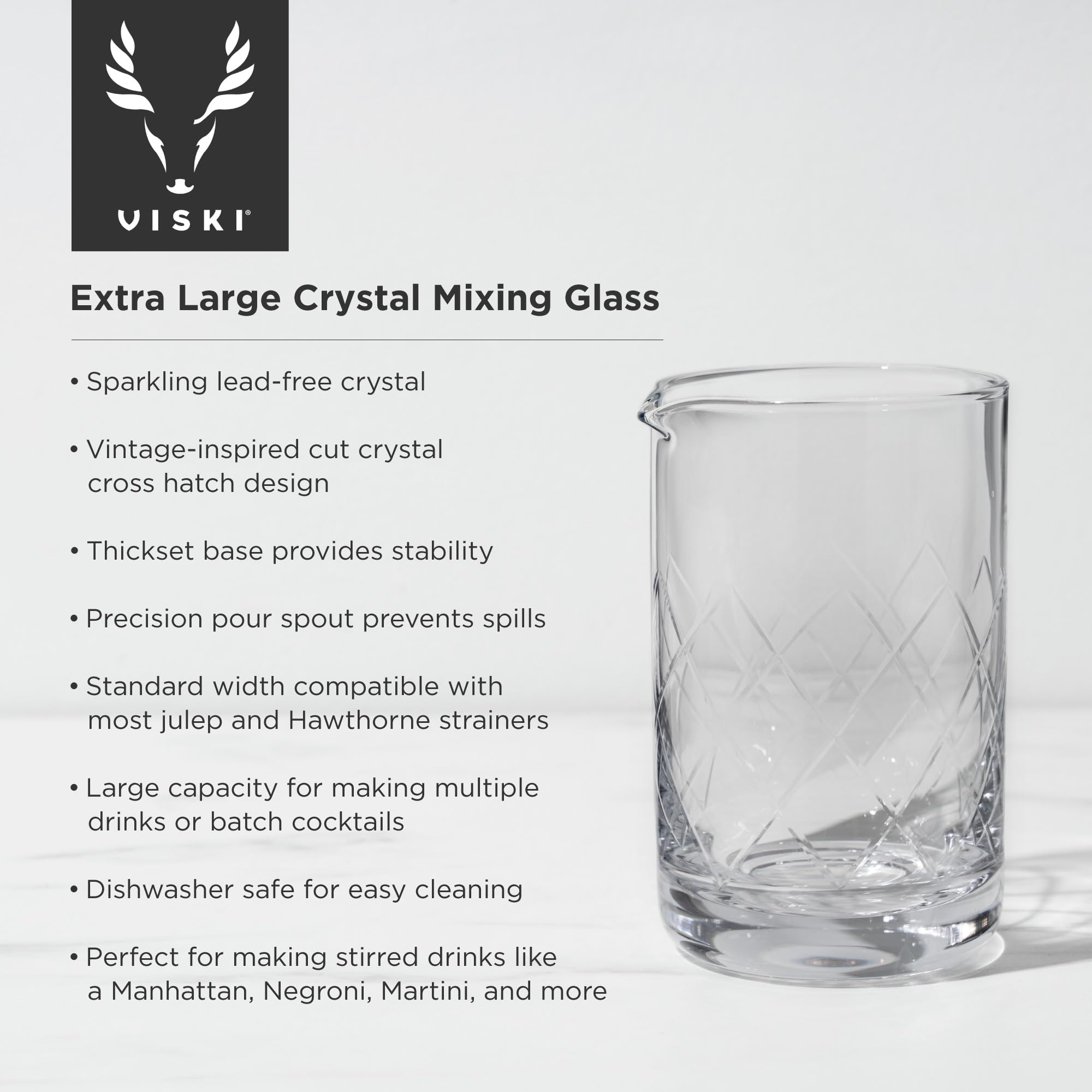 Viski Crystal Cocktail Mixing Glass Cocktail Beaker