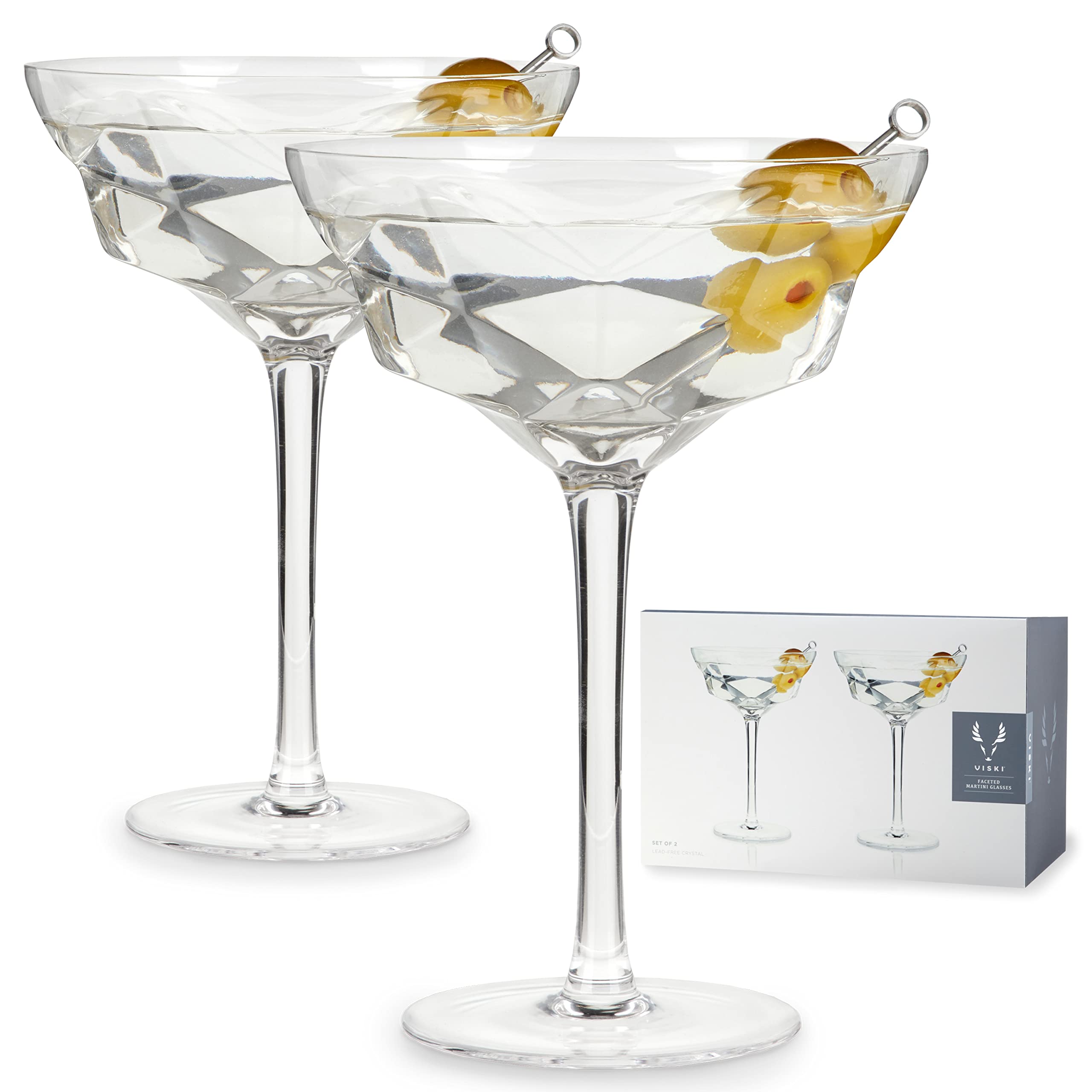 Viski Faceted Martini Glasses