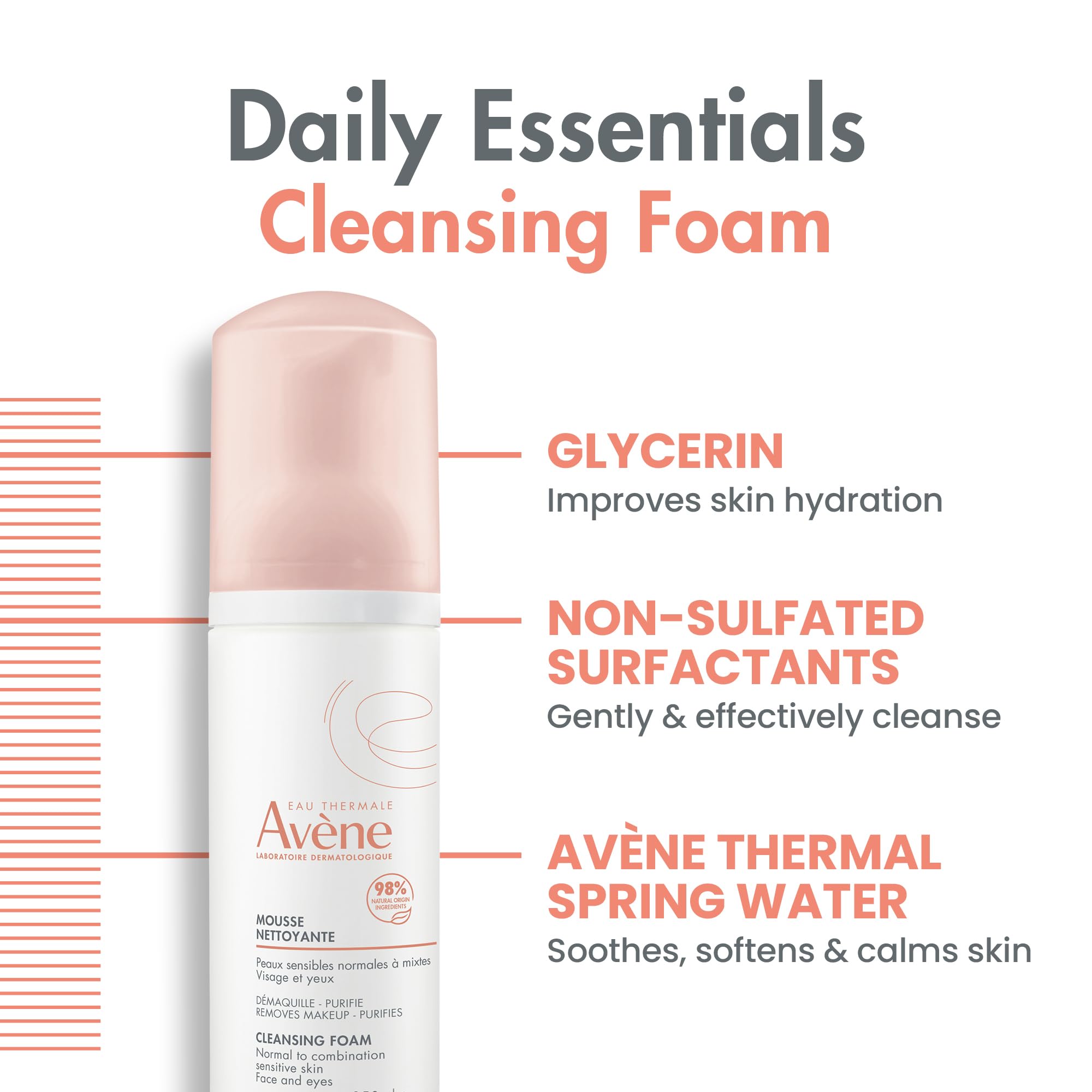 Avène Cleansing Foam - Soap-Free Foaming Face Wash