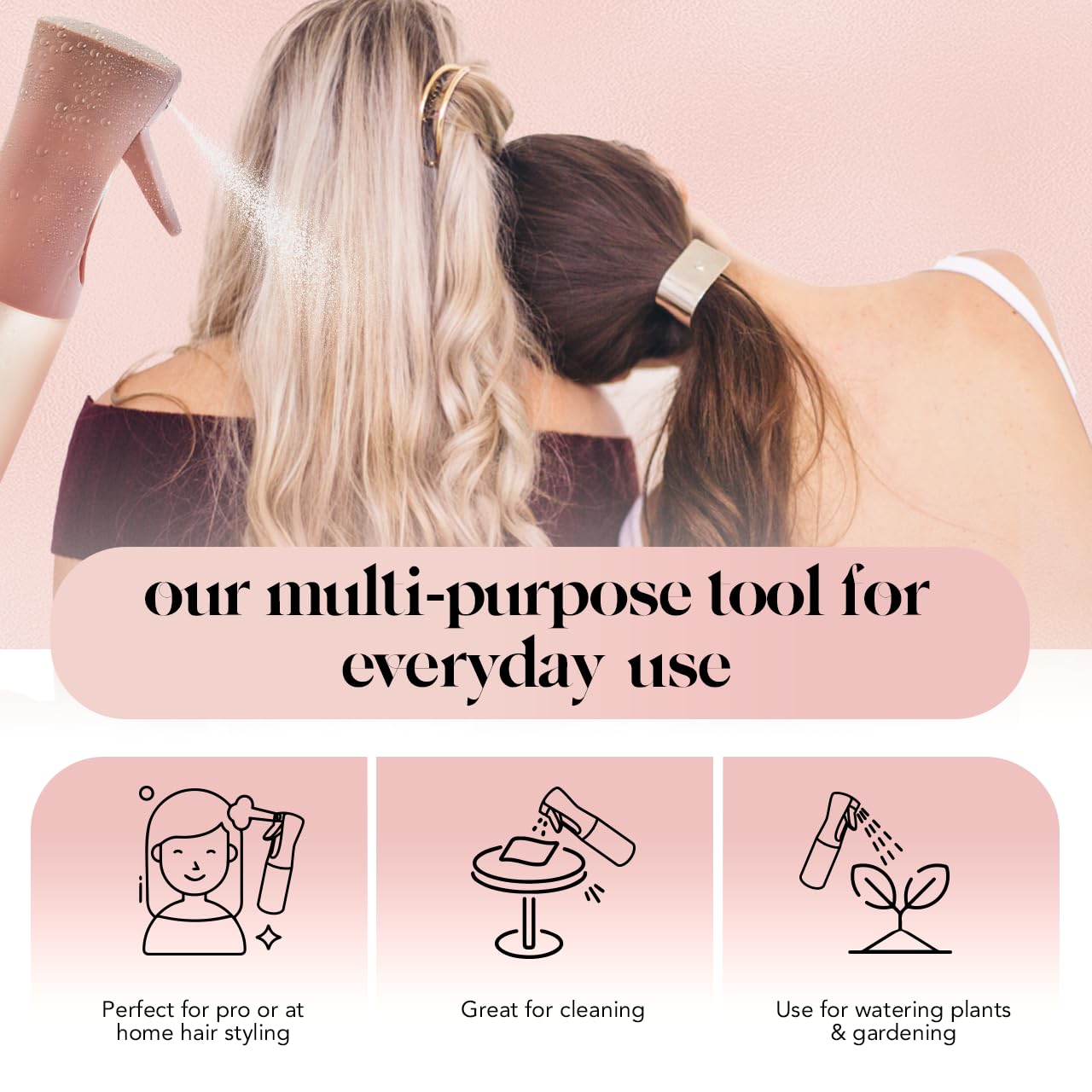 Kitsch Continuous Spray Bottle for Hair | Fine Mist Water Mister for Hair Styling