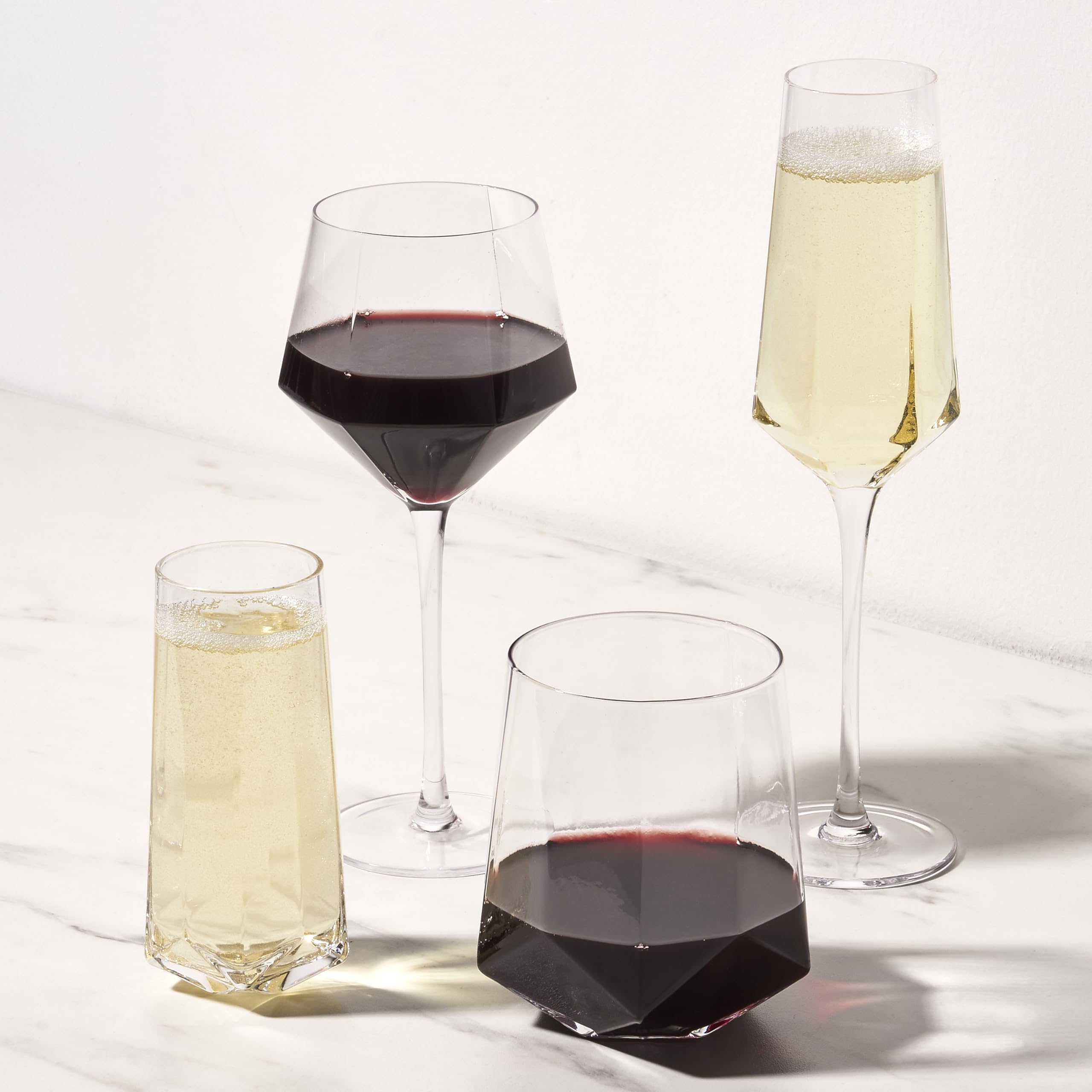 Viski Seneca Modern Wine Glasses - Long Stem Wine Glass Set of 2