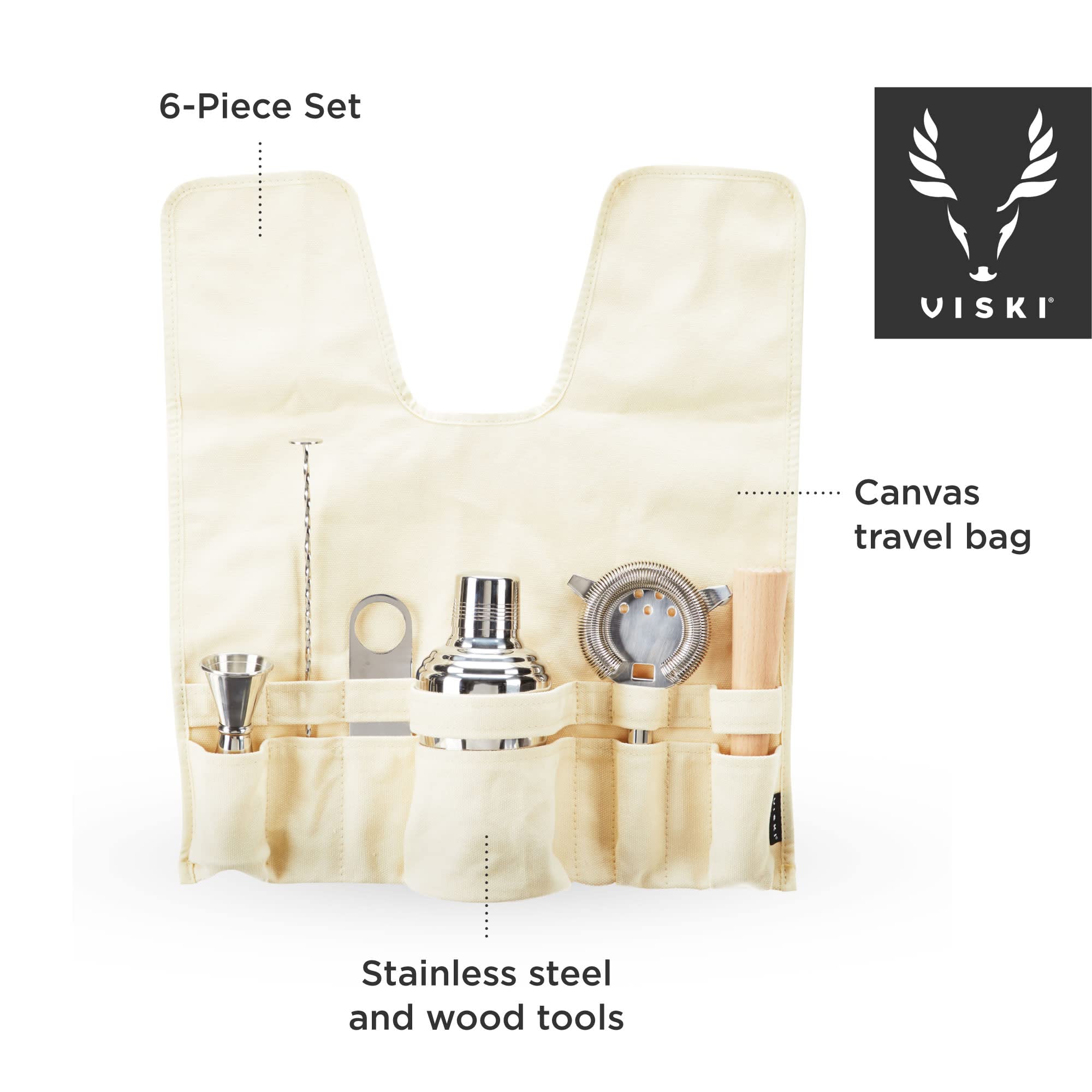 Viski Travel Bartender Kit 6pc Set