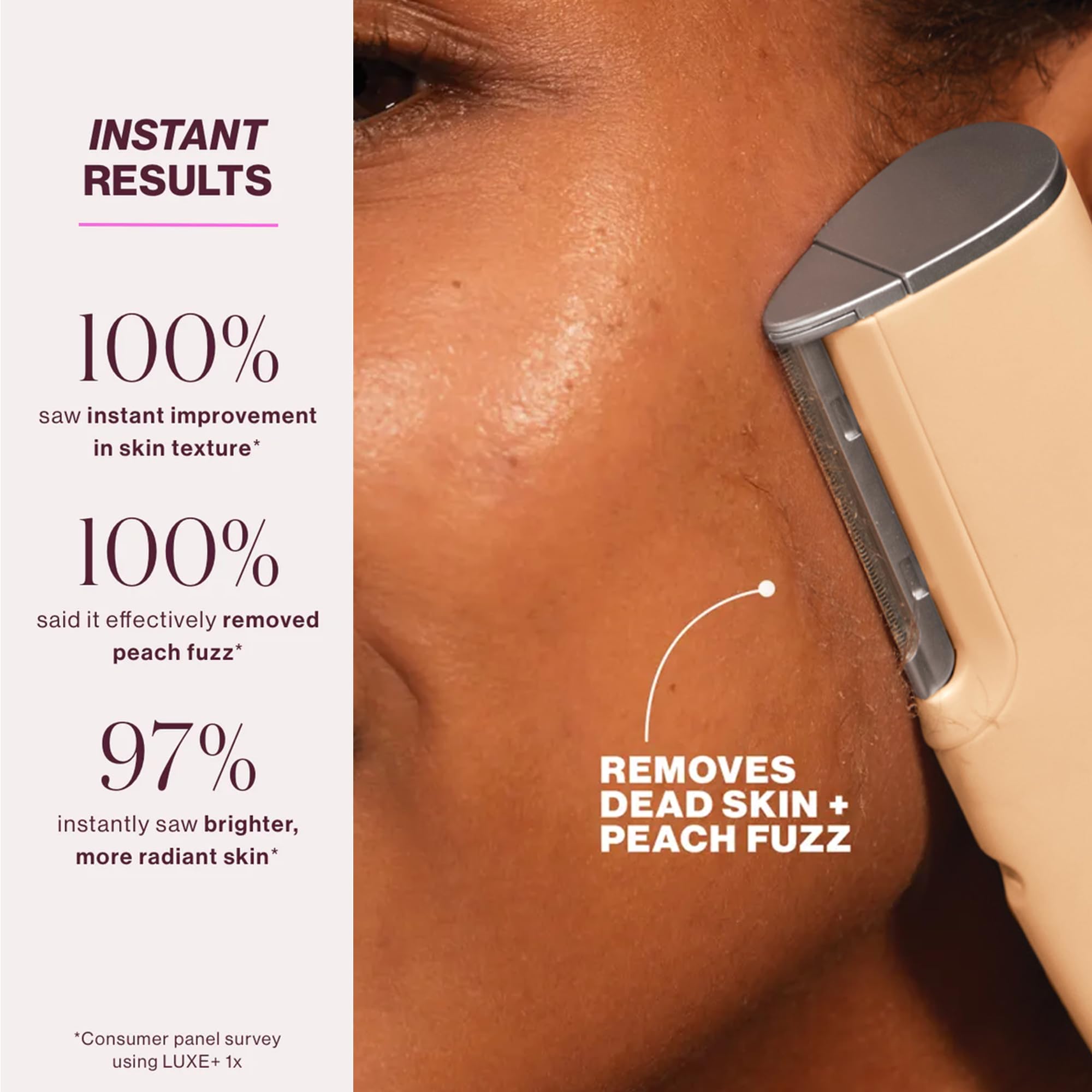 DERMAFLASH LUXE+ Sonic Dermaplaning Tool for Face Peach Fuzz Removal, Anti-Aging and Exfoliation, Peach Fuzz