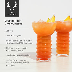 Viski Pacific Crystal Pearl Diver Tropical Tiki Tumbler Set of 2