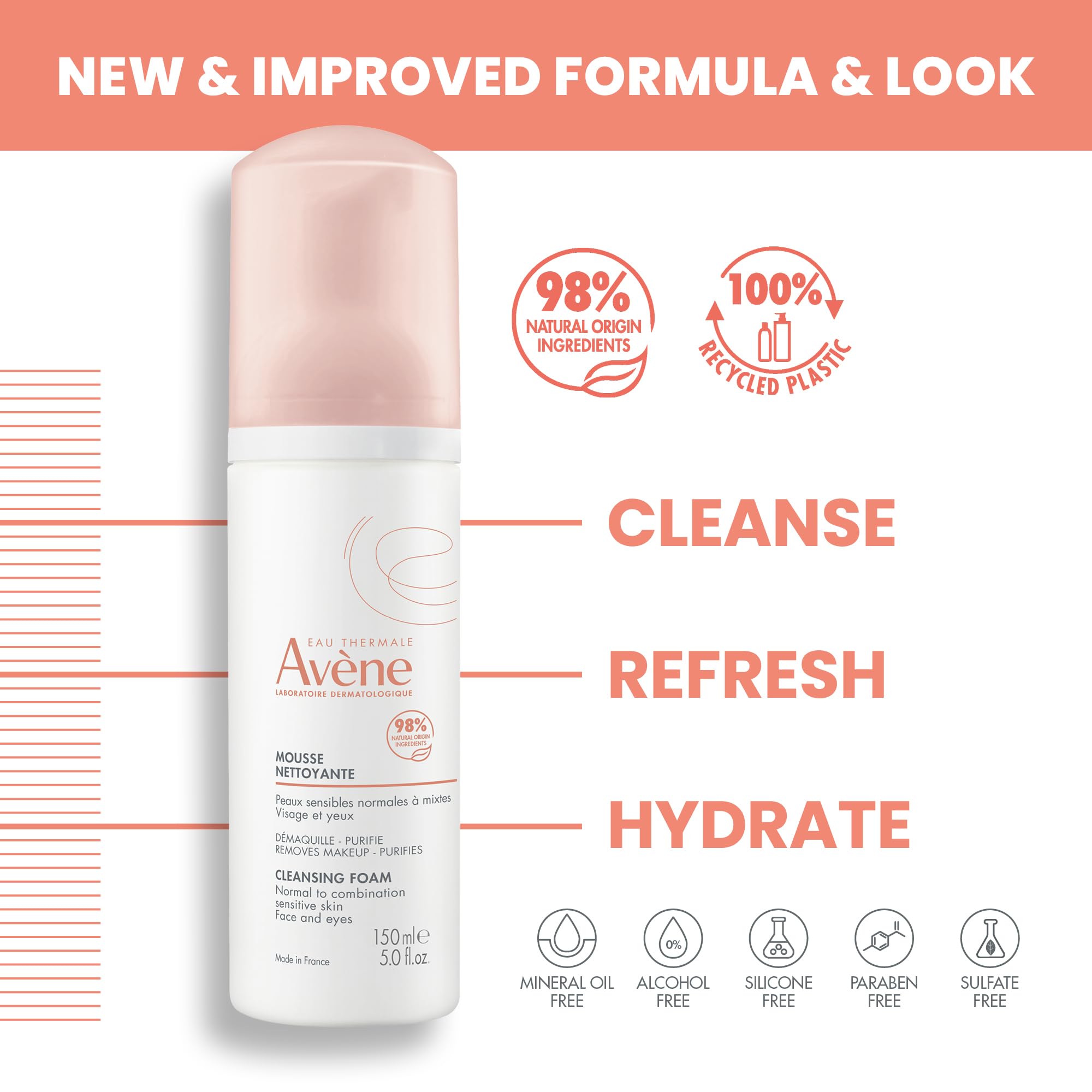 Avène Cleansing Foam - Soap-Free Foaming Face Wash