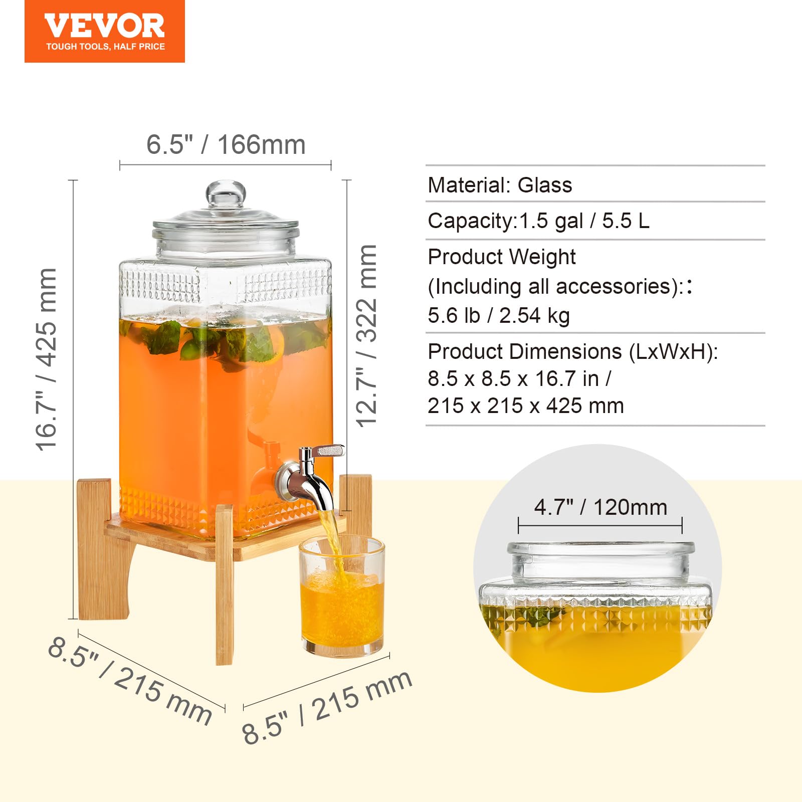 VEVOR 1.5 Gallon Drink Dispenser