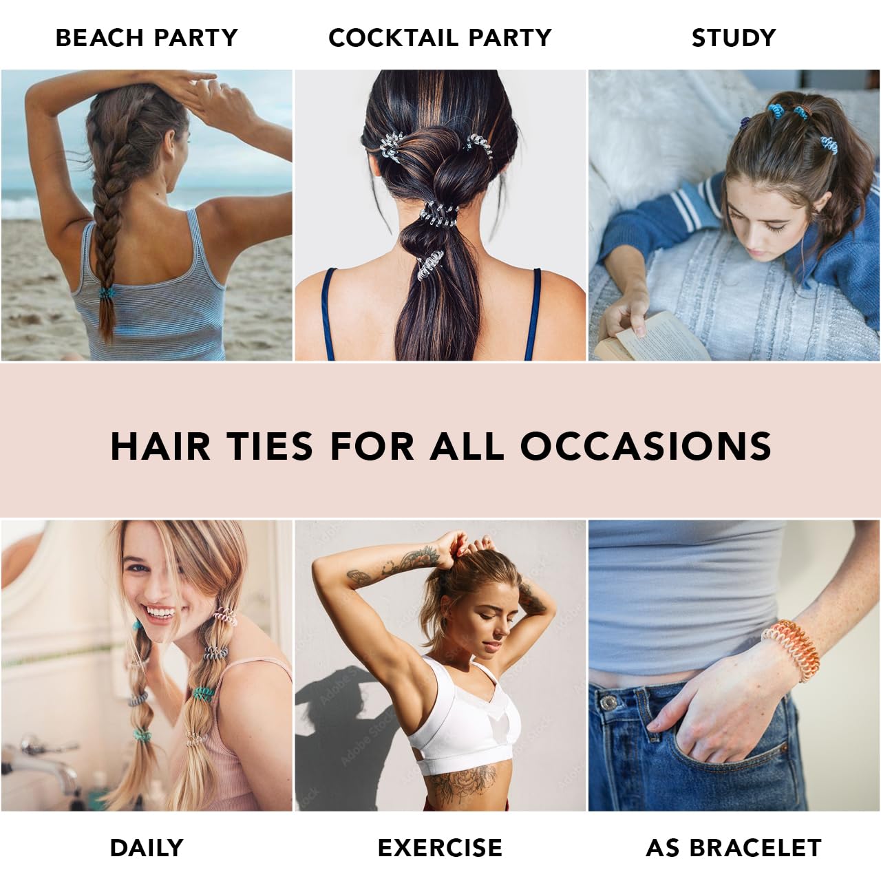 Kitsch Spiral Hair Ties for Women, Coil Hair Ties for Thick Hair