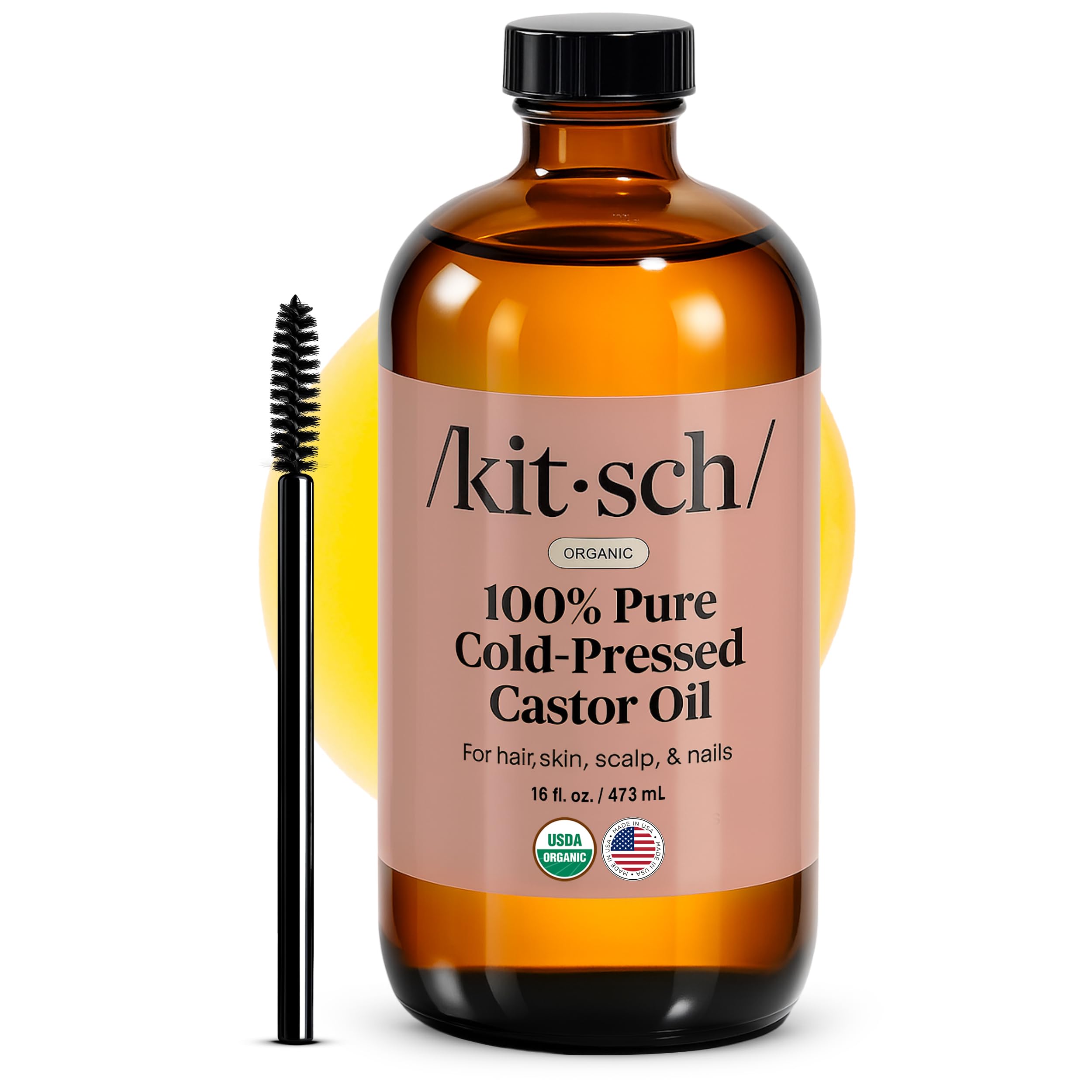 Kitsch Organic Castor Oil for Hair Growth - 100% Pure Castor Oil