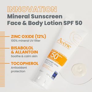 Avène Mineral Sunscreen Broad Spectrum SPF 50 Face and Body Lotion