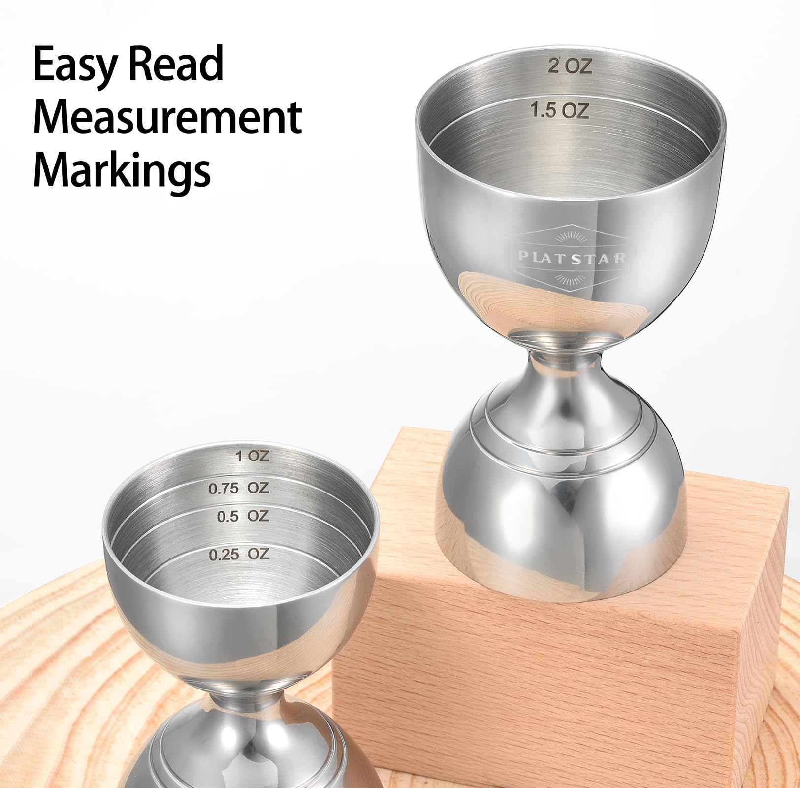 Plat Star Cocktail Measuring Jigger 2 oz 1 oz Stainless Steel