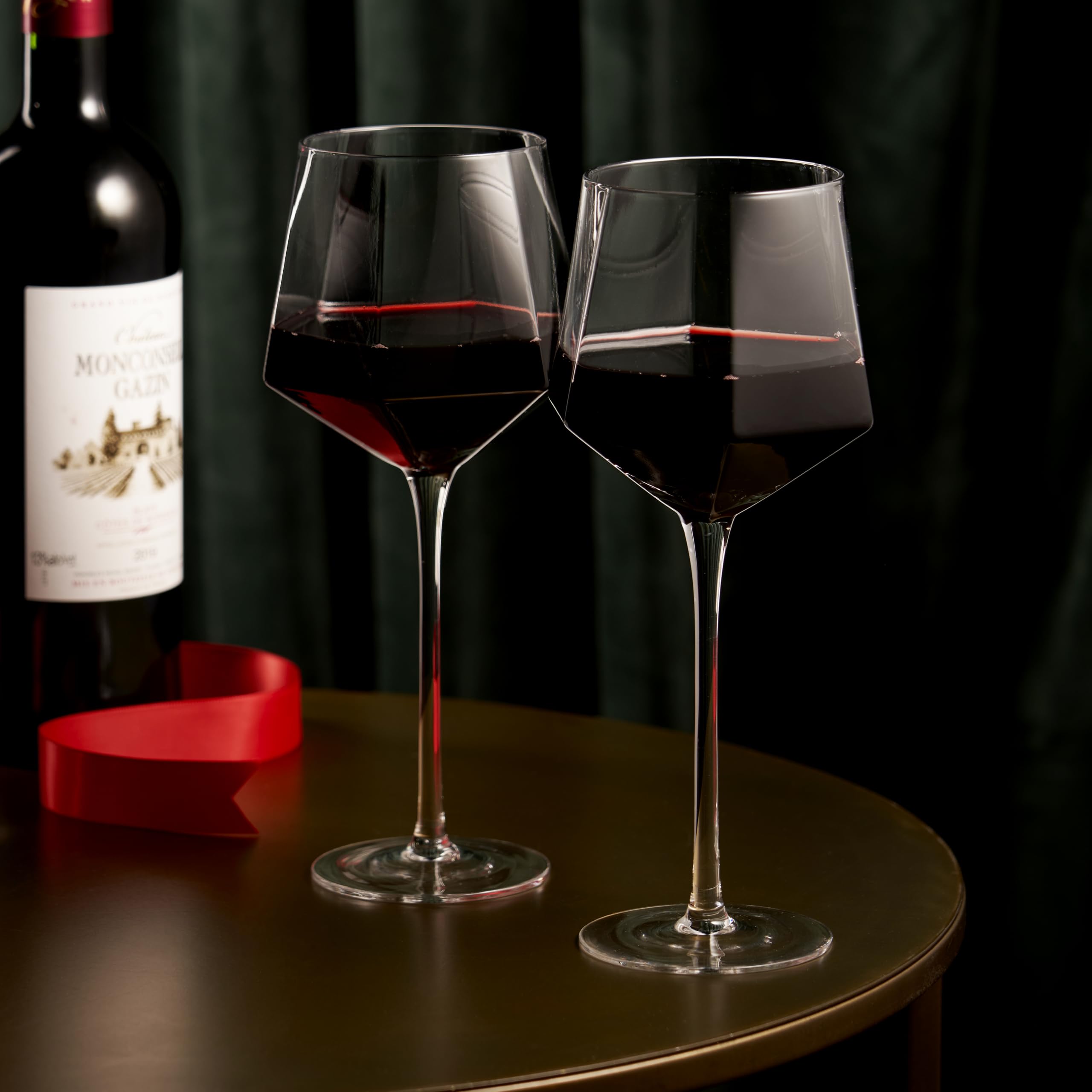 Viski Seneca Modern Wine Glasses - Long Stem Wine Glass Set of 2