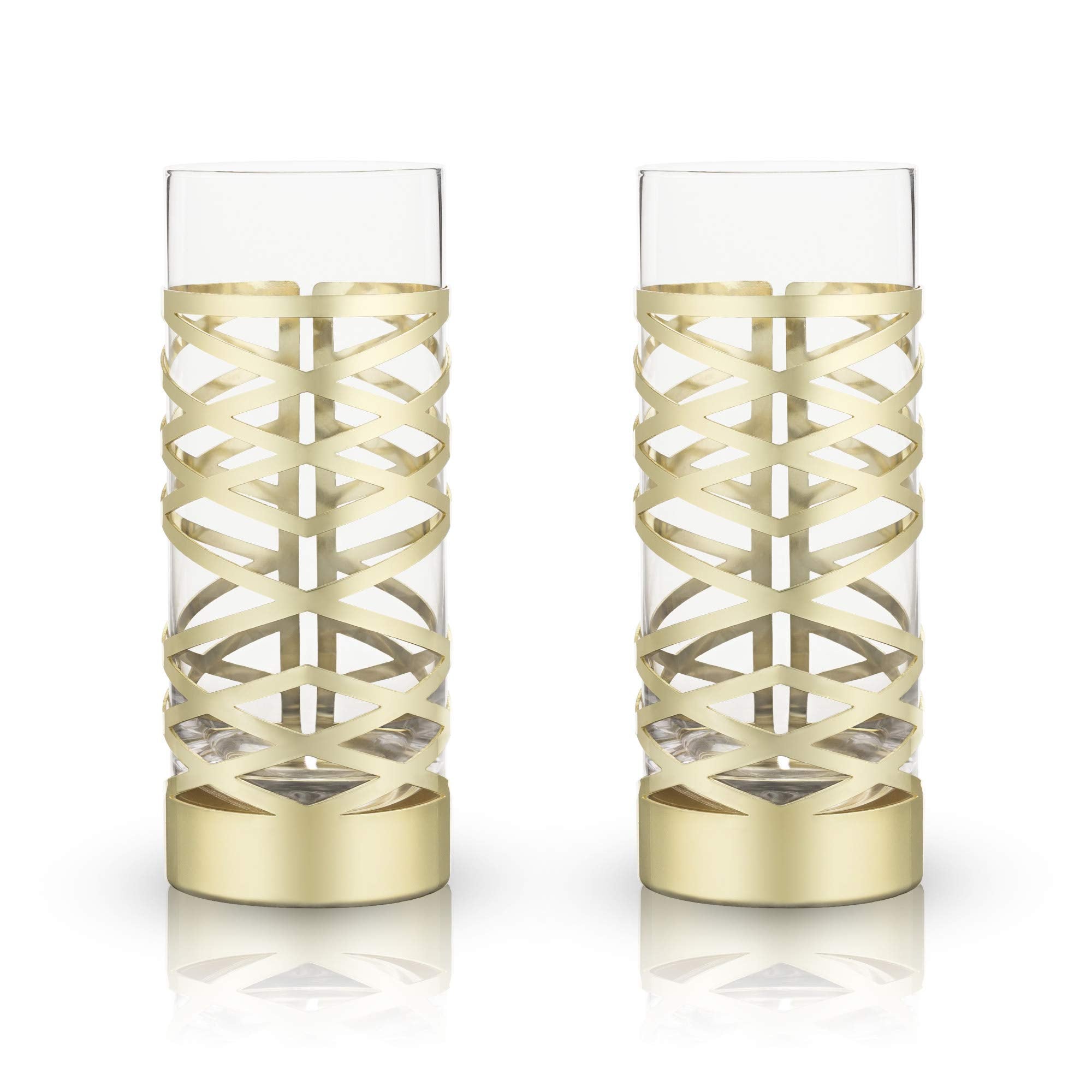 Viski Pacific Gold & Crystal Highball Tumblers Set of 2