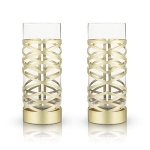 Viski Pacific Gold & Crystal Highball Tumblers Set of 2