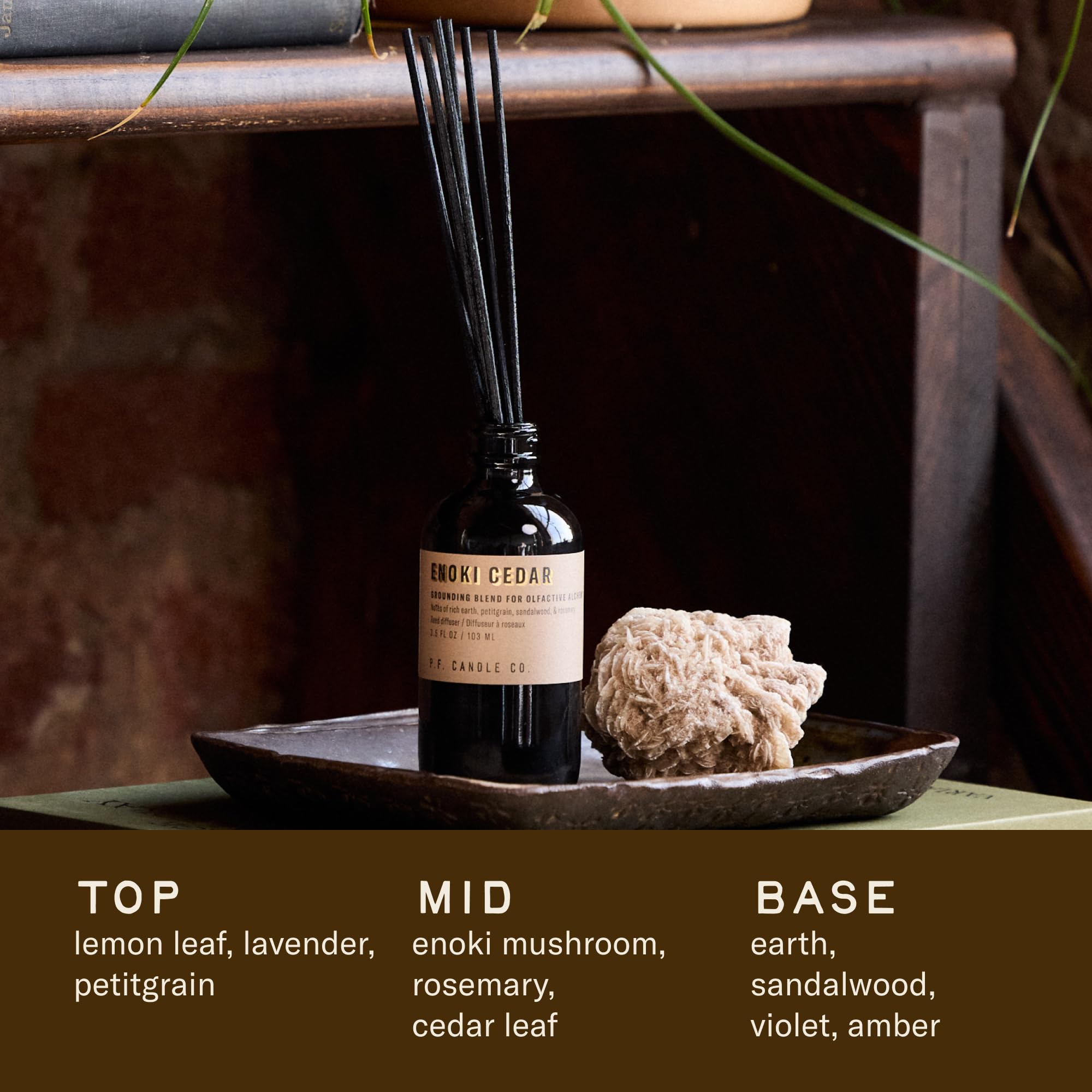 P.F. Candle Co. Enoki Cedar Alchemy Scented Rattan Reed Diffuser