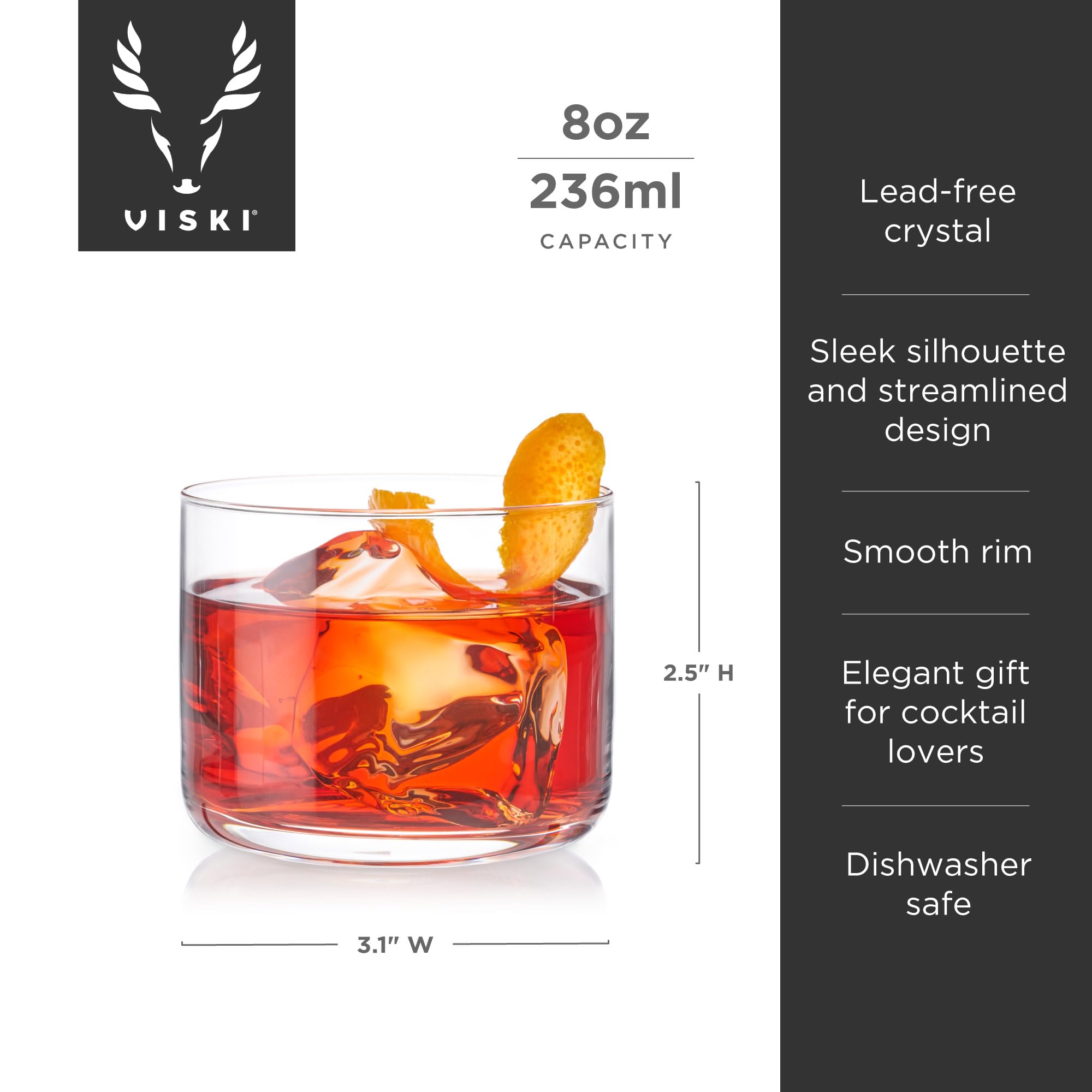Viski Raye Crystal Negroni Glasses