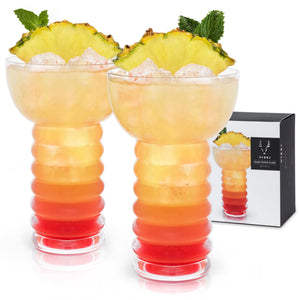 Viski Pacific Crystal Pearl Diver Tropical Tiki Tumbler Set of 2