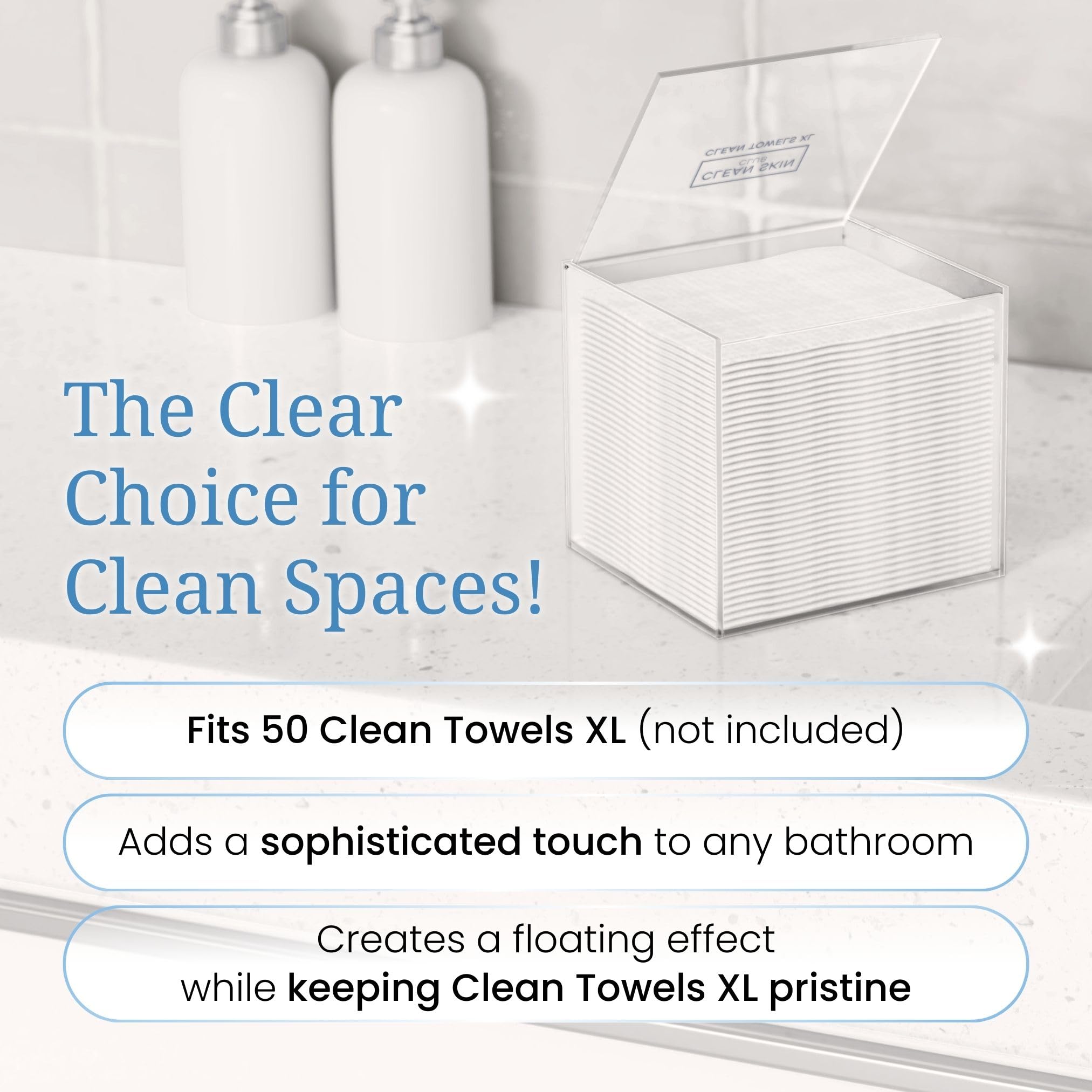 CLEAN SKIN CLUB Clear Acrylic Box for Clean Towels XL