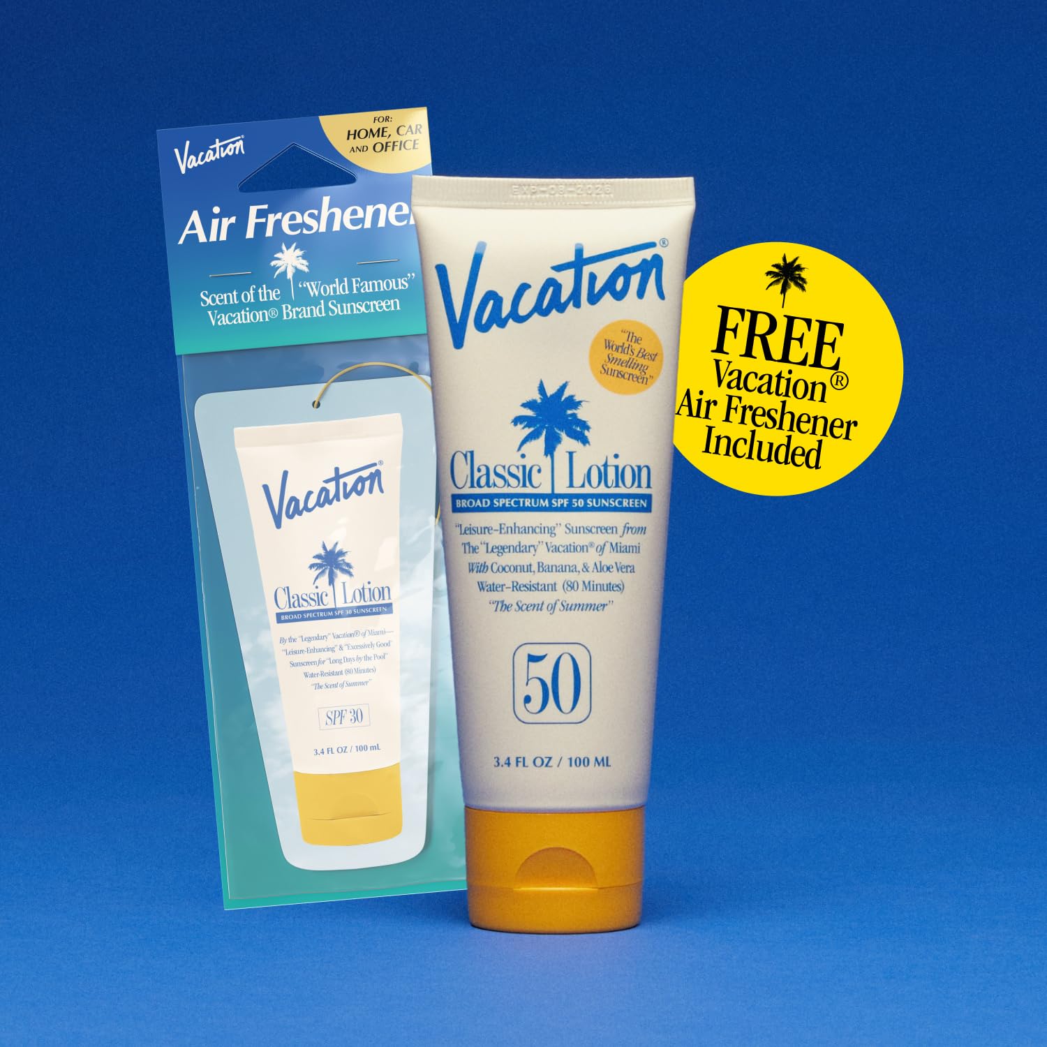 Vacation Classic Sunscreen Lotion SPF 50 & Air Freshener Bundle
