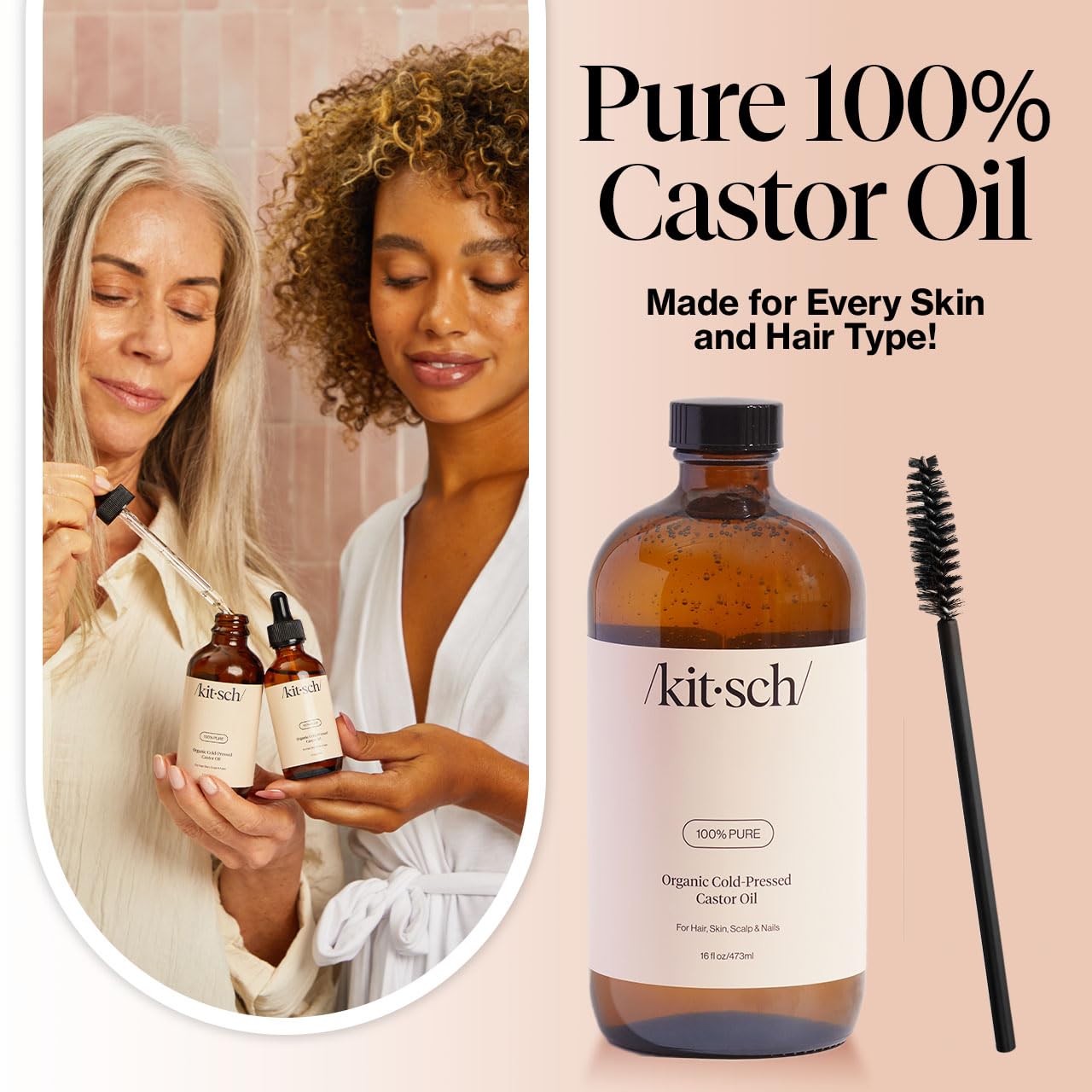 Kitsch Organic Castor Oil for Hair Growth - 100% Pure Castor Oil