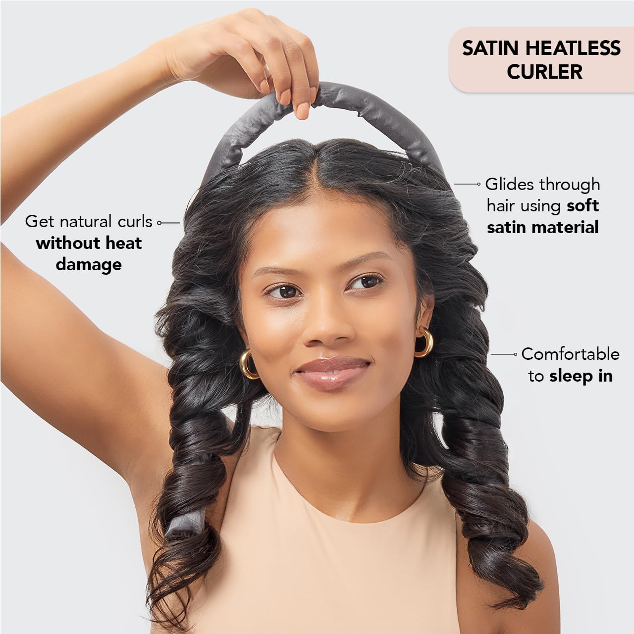 Kitsch Satin Heatless Hair Curler Set - Heatless Curlers for Heatless Curls Overnight