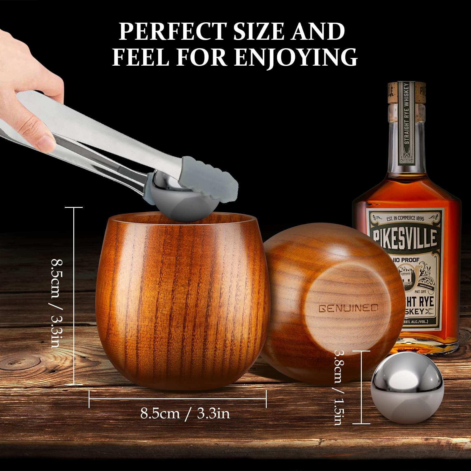 GENUINED Wooden Whiskey Glasses Set of 2