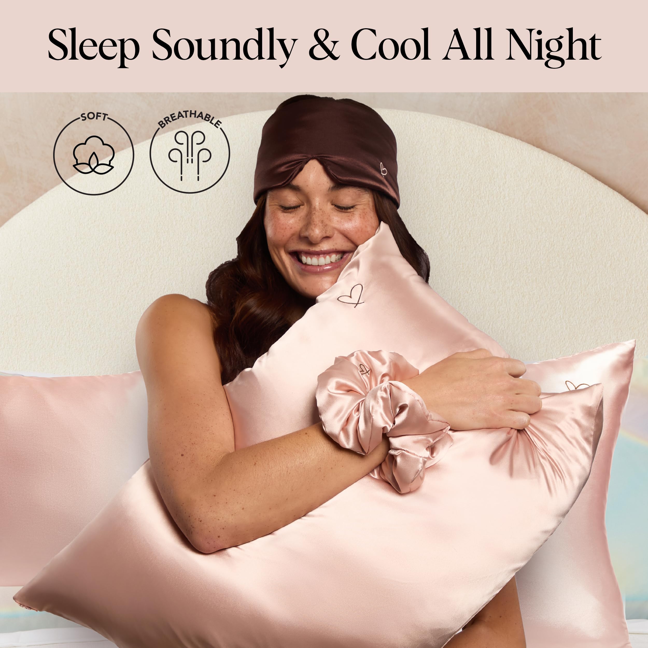 Kitsch Night time Renewal 3PC Sleep Set - Satin Pillowcase with Zipper for Hair & Skin