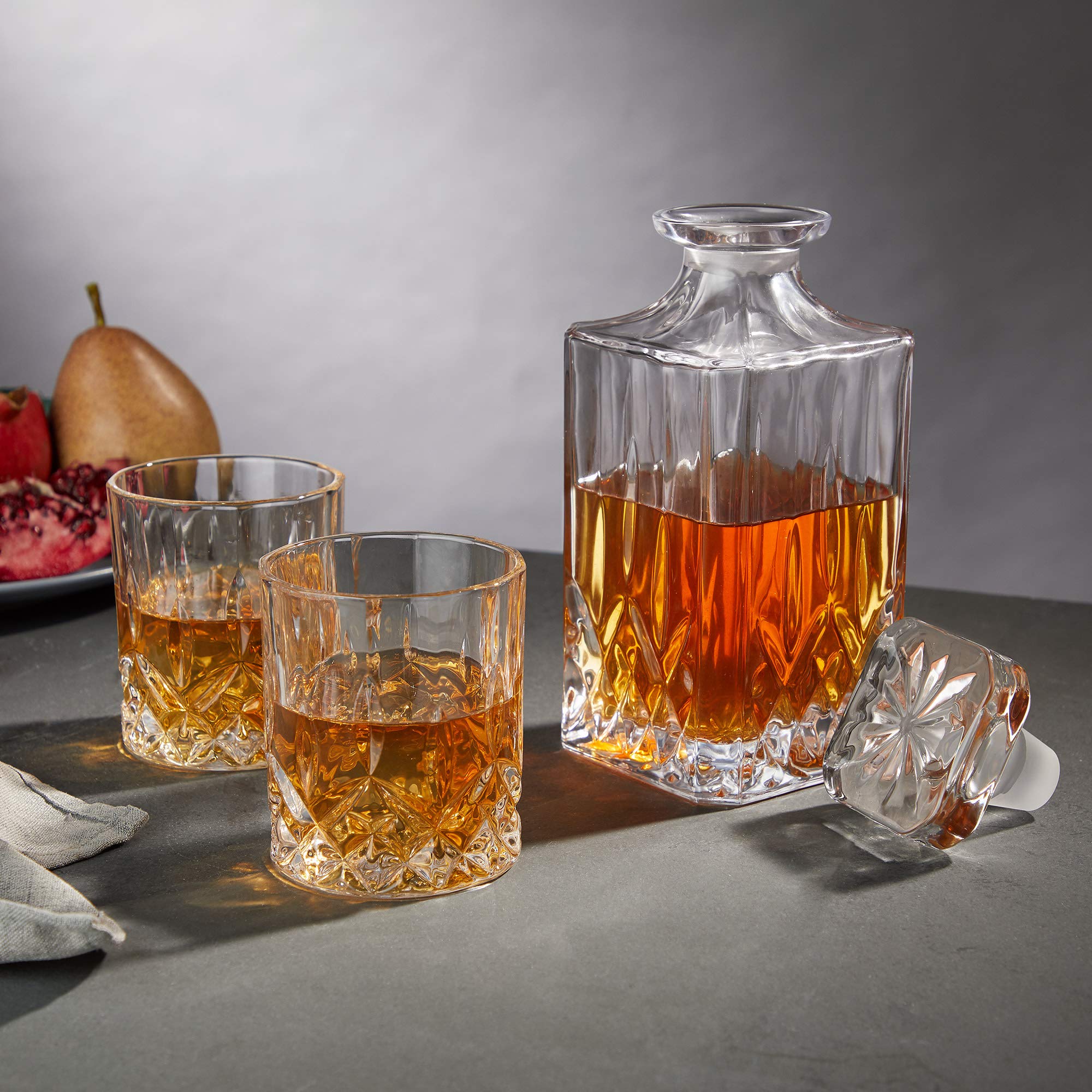 Viski Admiral 3-Piece Whiskey Decanter Set with Glasses