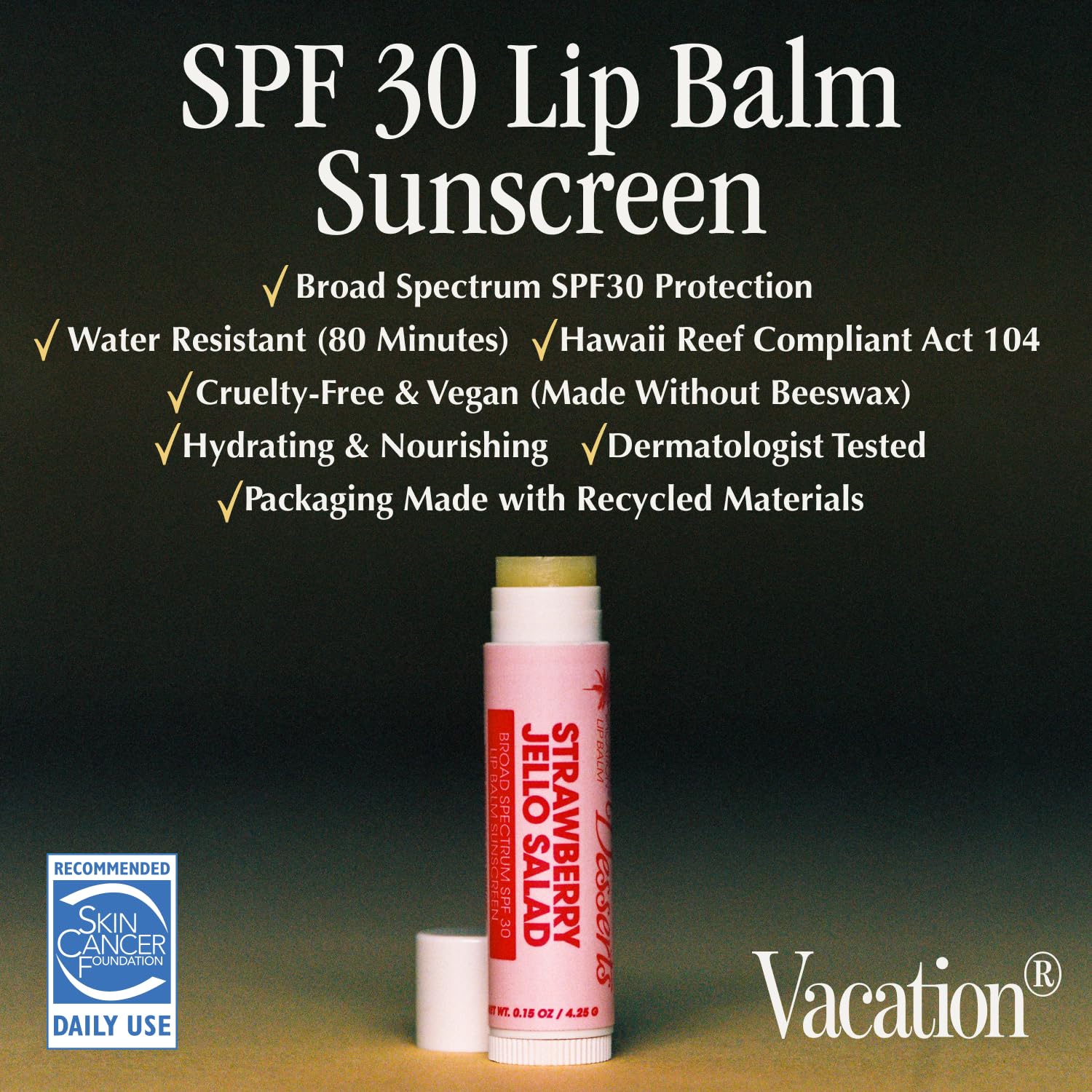 Vacation Strawberry Jello Salad SPF 30 Lip Balm