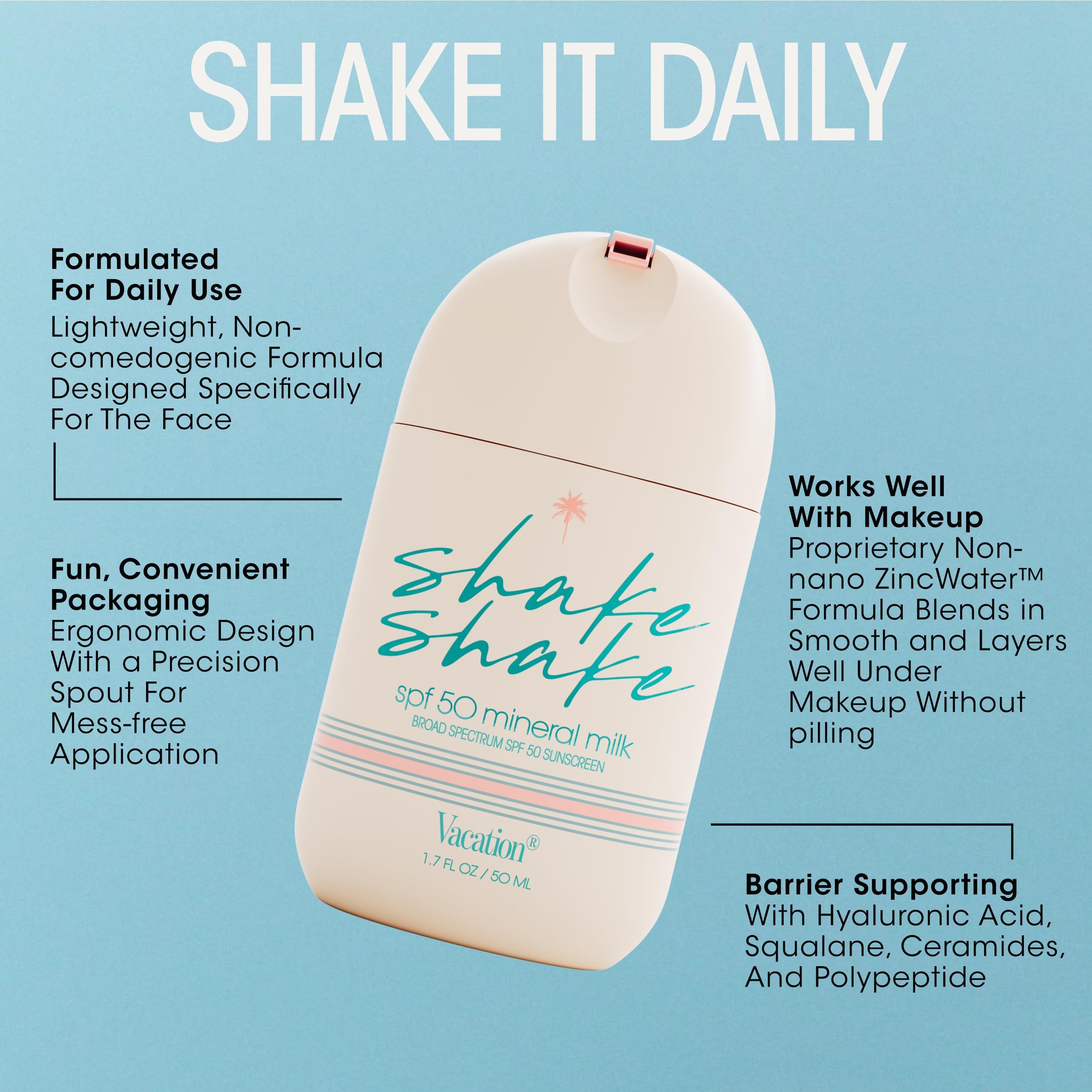 Vacation Shake Shake SPF 50 Mineral Milk Face Sunscreen