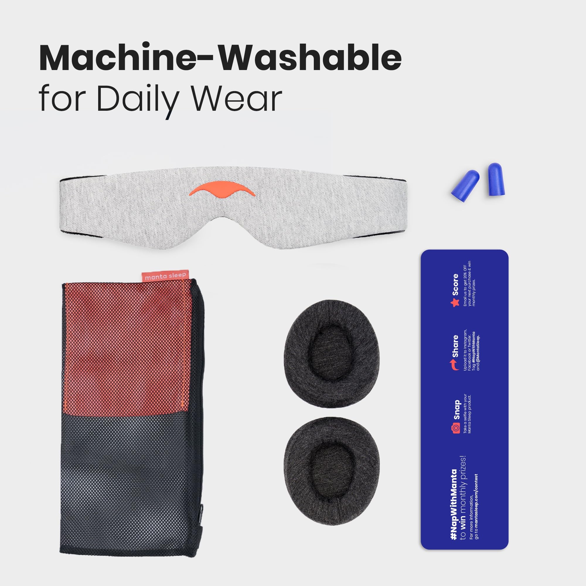 Manta Sleep Mask - 100% Light Blocking, Adjustable Sleeping Mask