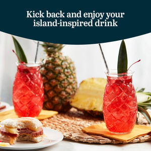 Libbey Tiki Pineapple Glasses Set of 4