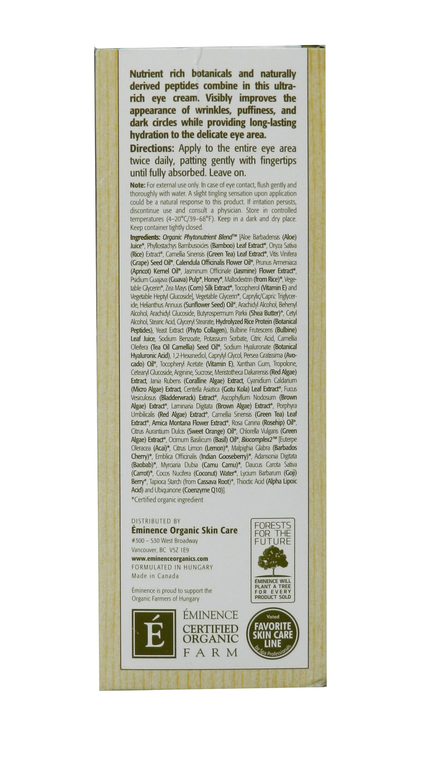 Eminence Organic Skincare Marine Flower Peptide, Eye Cream