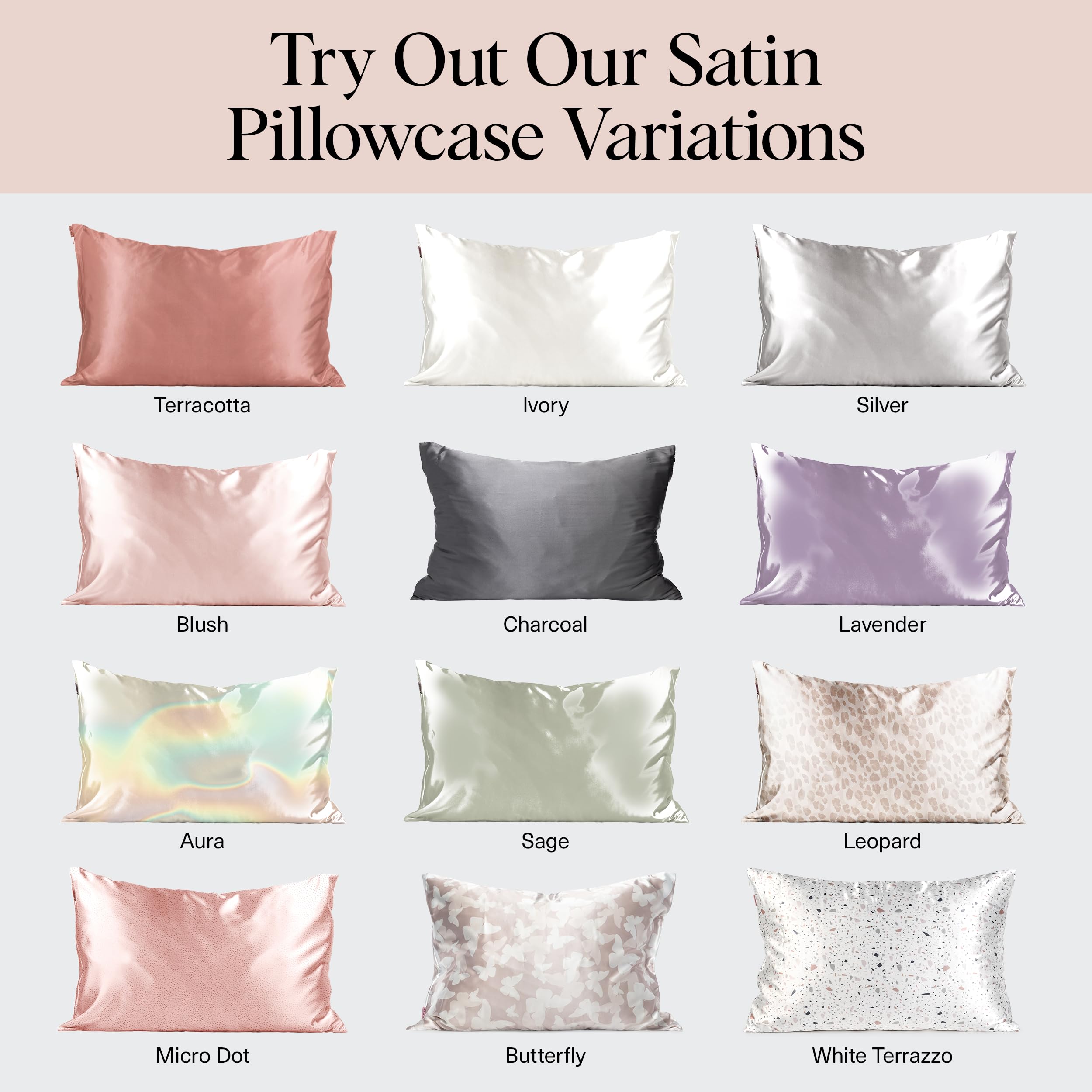 Kitsch Night time Renewal 3PC Sleep Set - Satin Pillowcase with Zipper for Hair & Skin