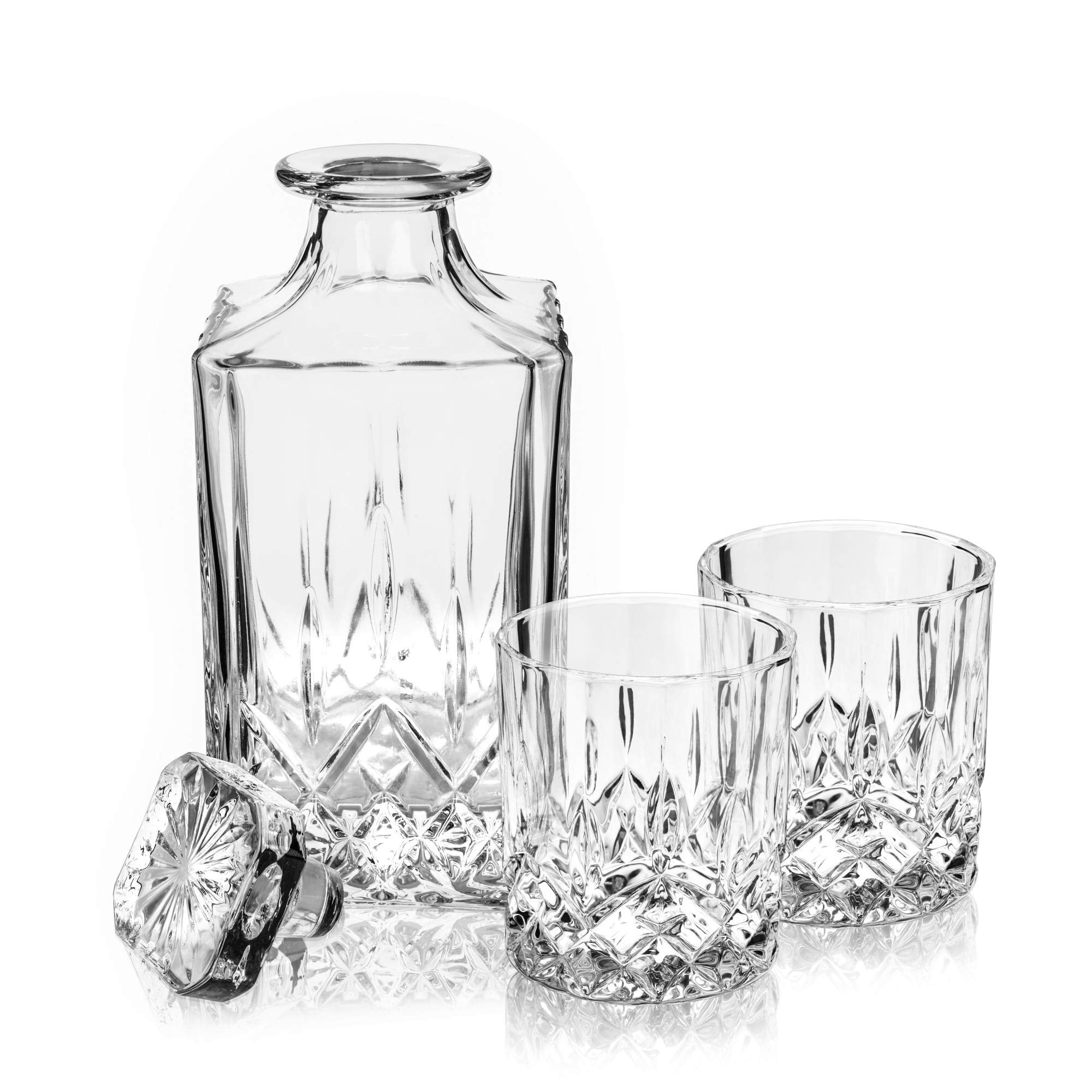 Viski Admiral 3-Piece Whiskey Decanter Set with Glasses