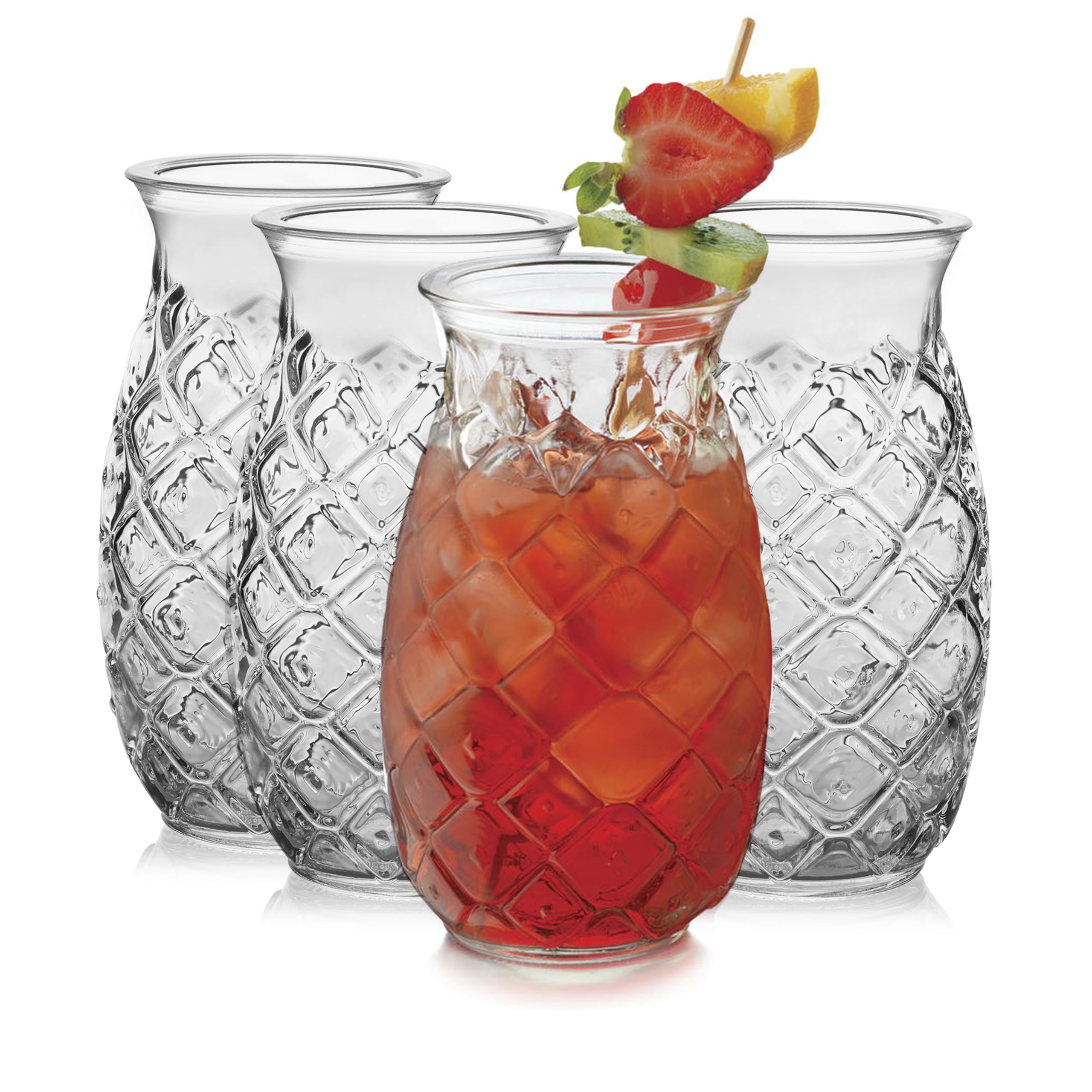 Libbey Tiki Pineapple Glasses Set of 4