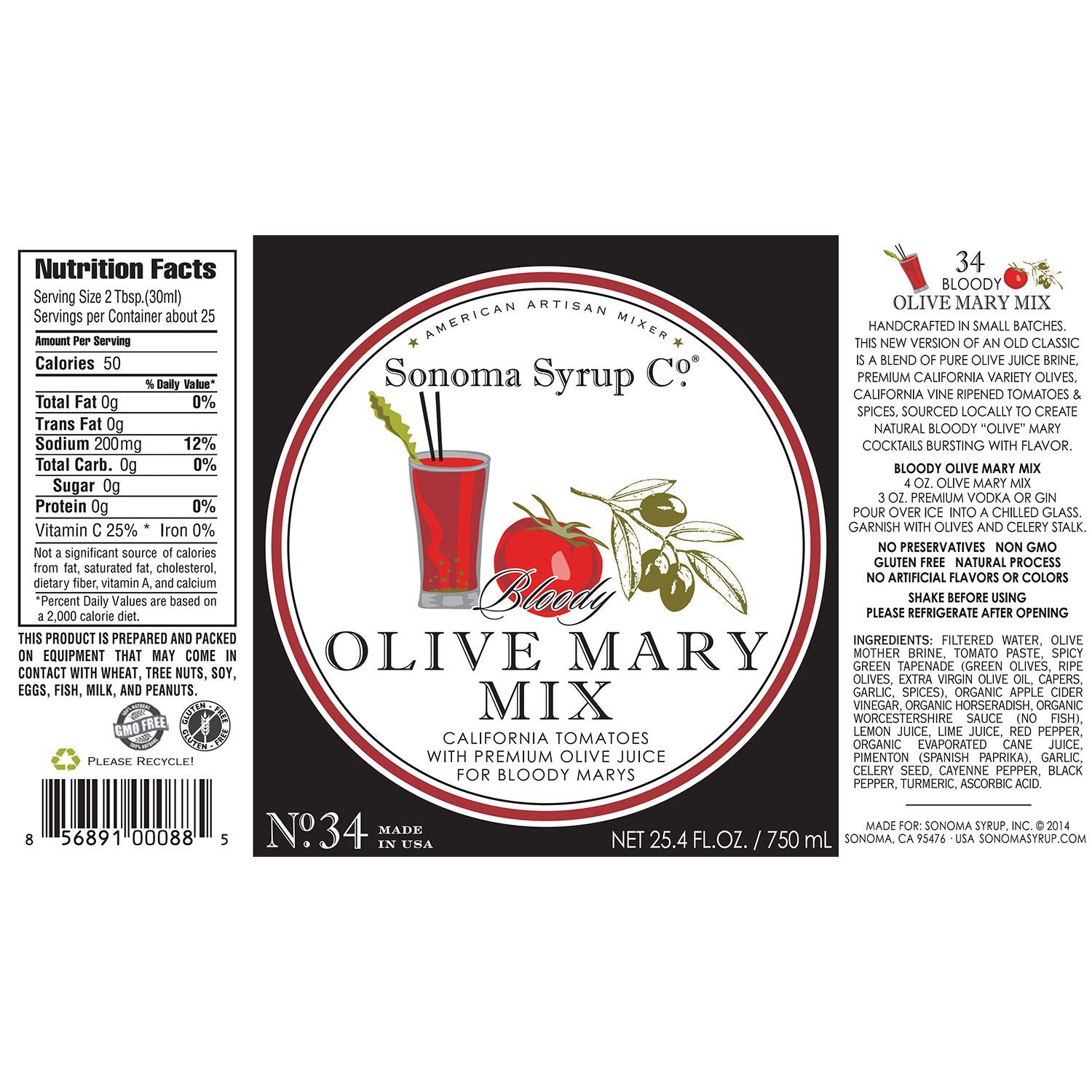 Sonoma Syrup Co Bloody "Olive" Mary Mix