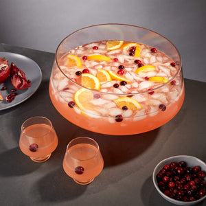 Viski Footed Glass Punch Bowl