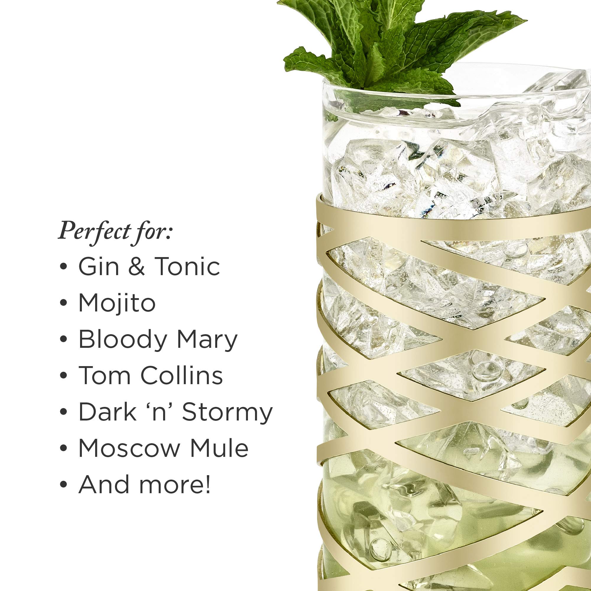 Viski Pacific Gold & Crystal Highball Tumblers Set of 2