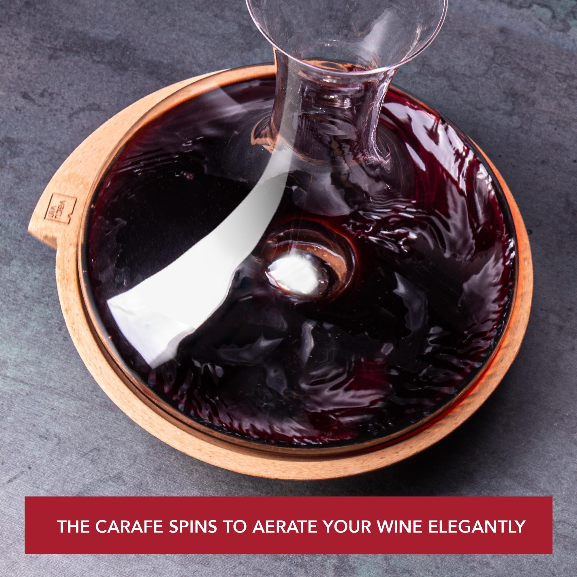Vacu Vin Swirling Wine Decanter – Rotating Wine Aerator Carafe with Swirl Base