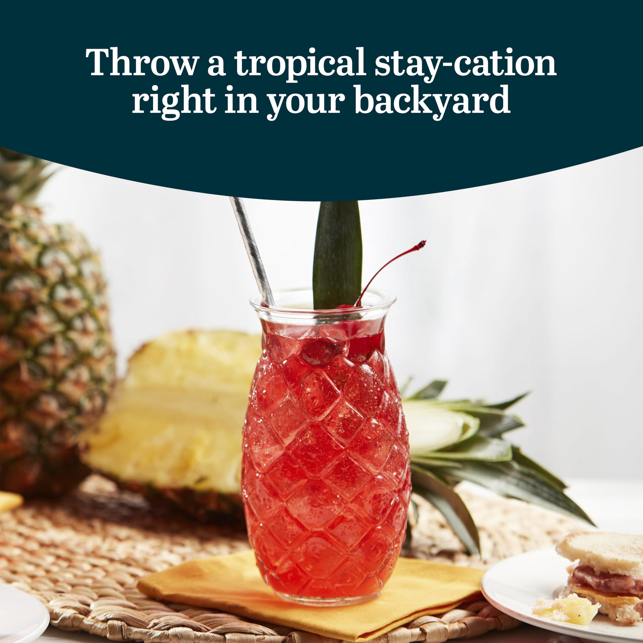 Libbey Tiki Pineapple Glasses Set of 4