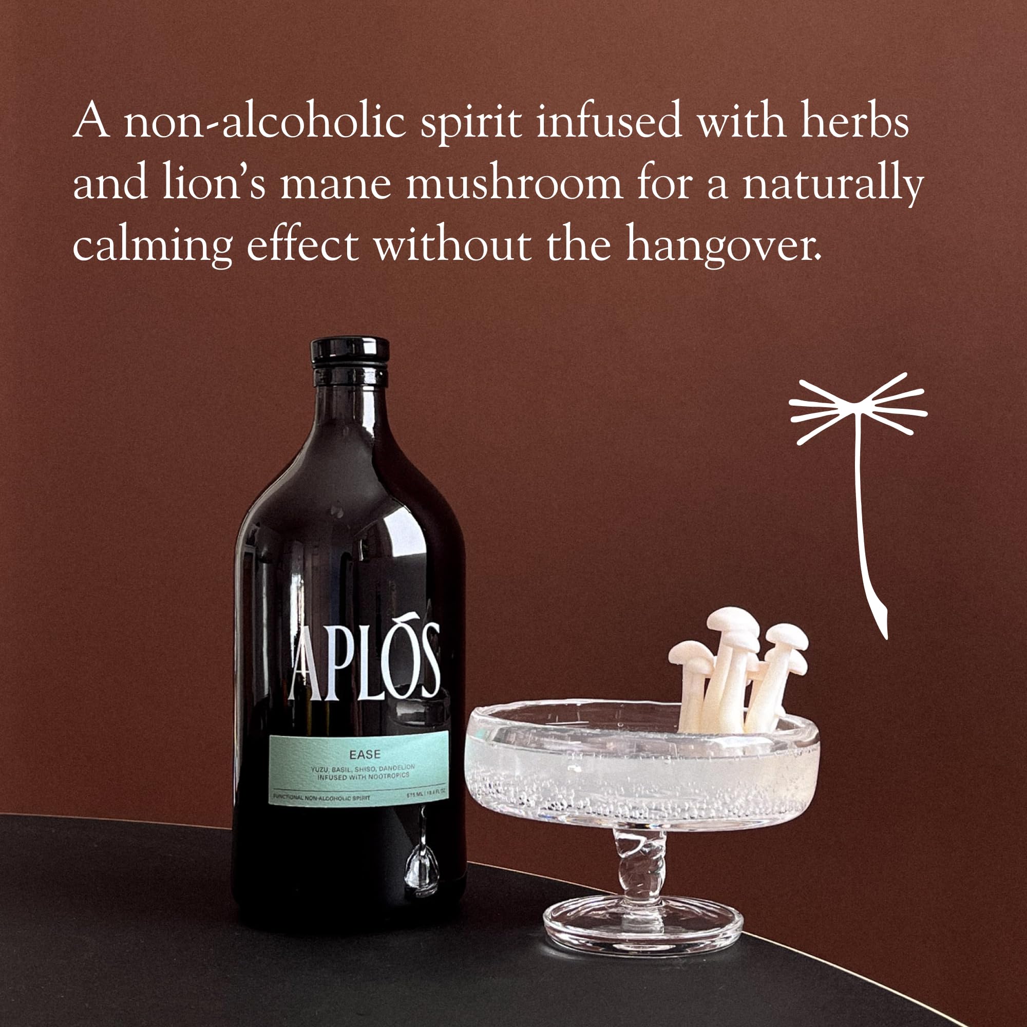 Aplós Ease Non Alcoholic Drink - Lion's Mane-Infused Calming Beverage