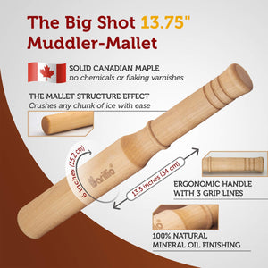 Barillio Drink Muddler Mallet and Lewis Bag Set
