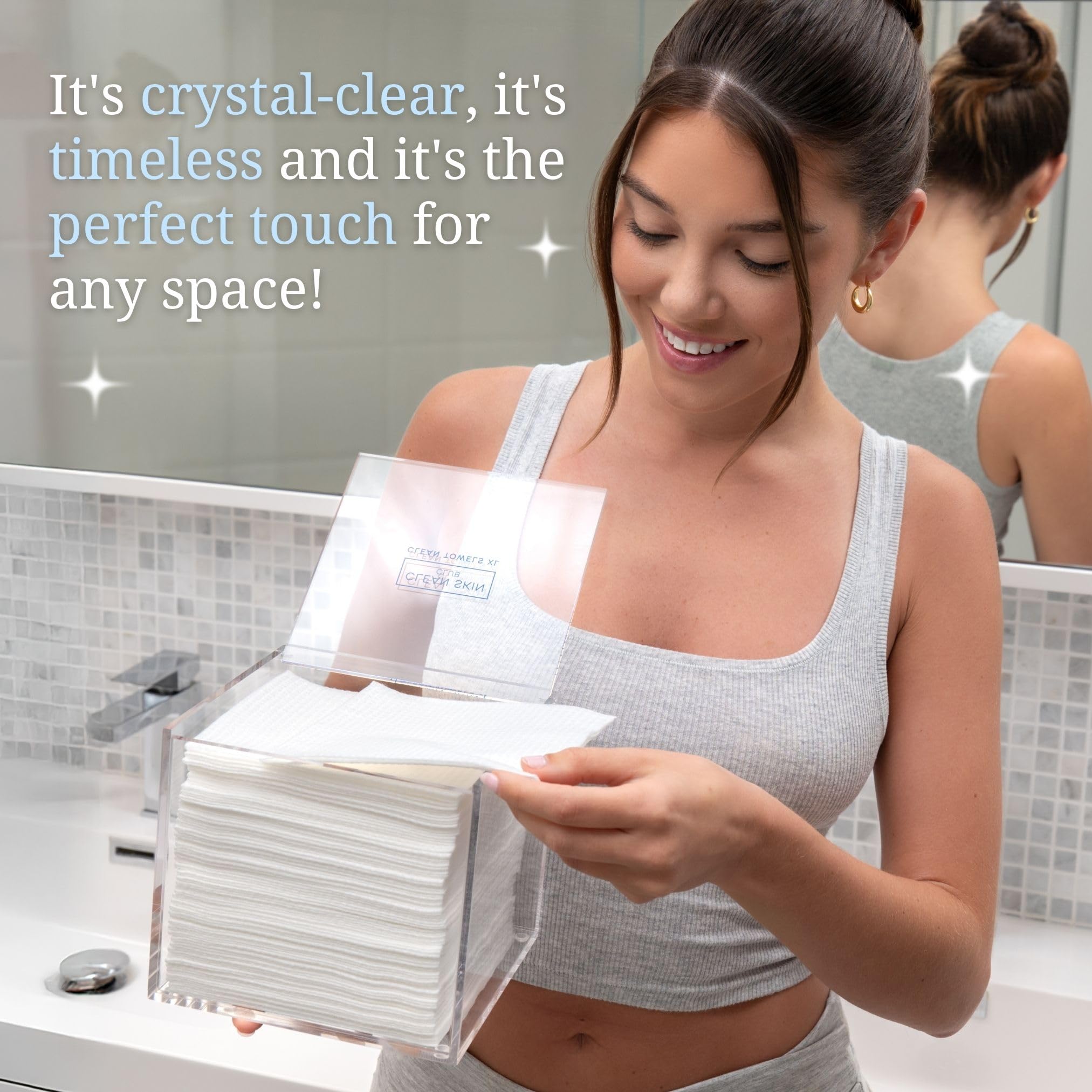 CLEAN SKIN CLUB Clear Acrylic Box for Clean Towels XL