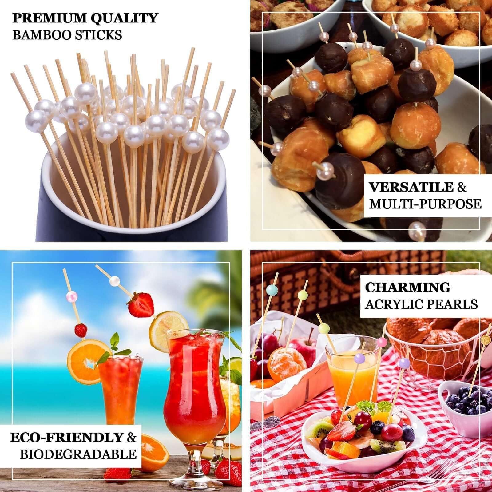 Efavormart Eco Friendly Party Picks with Gold Pearls