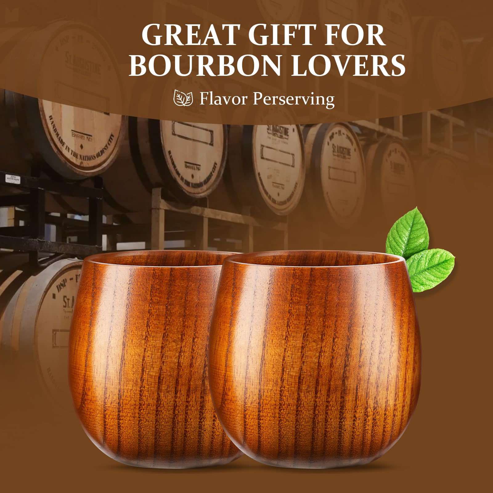 GENUINED Wooden Whiskey Glasses Set of 2